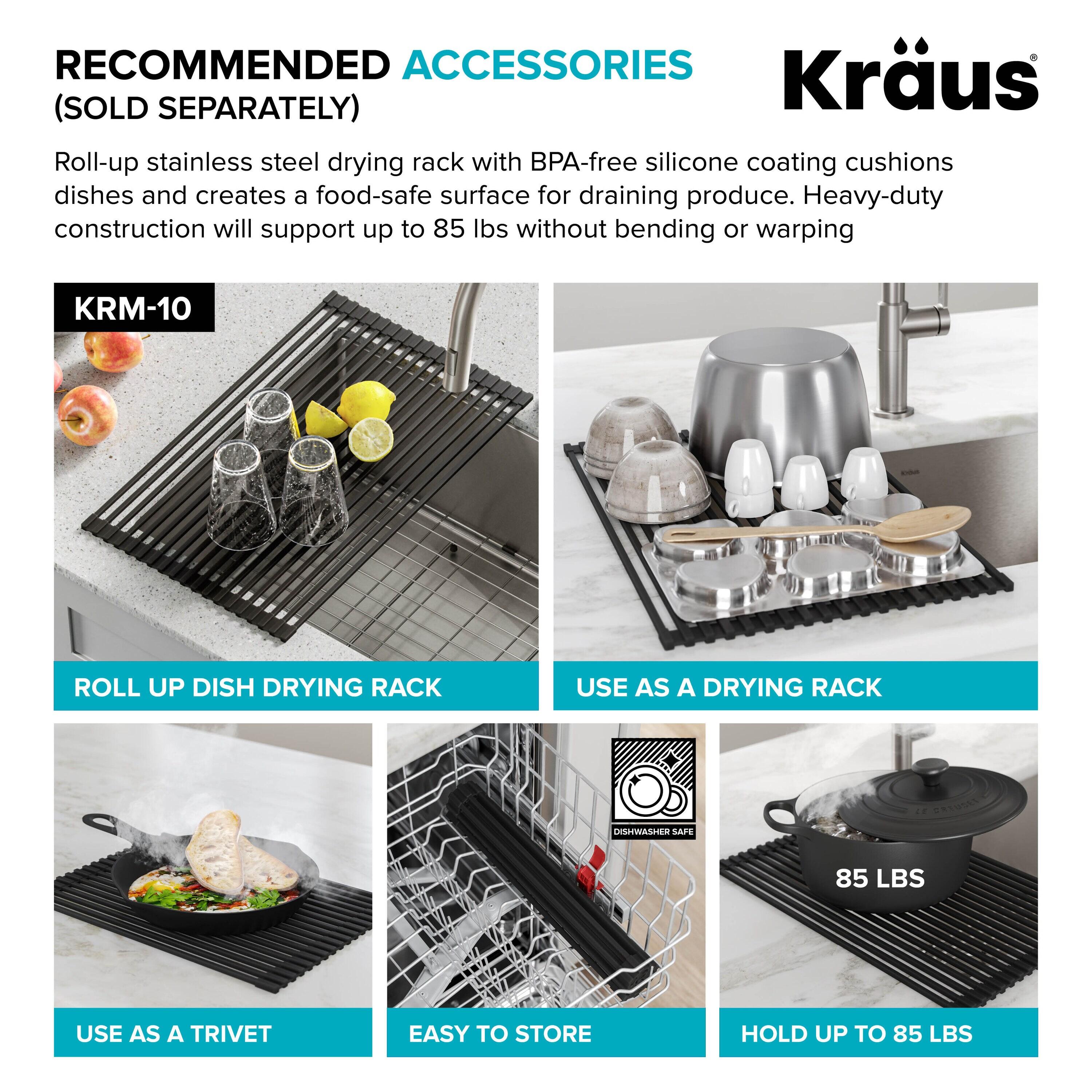 Dex™️ Series KRAUS 21" L Undermount 16 Gauge Stainless Steel Single Bowl Kitchen Sink