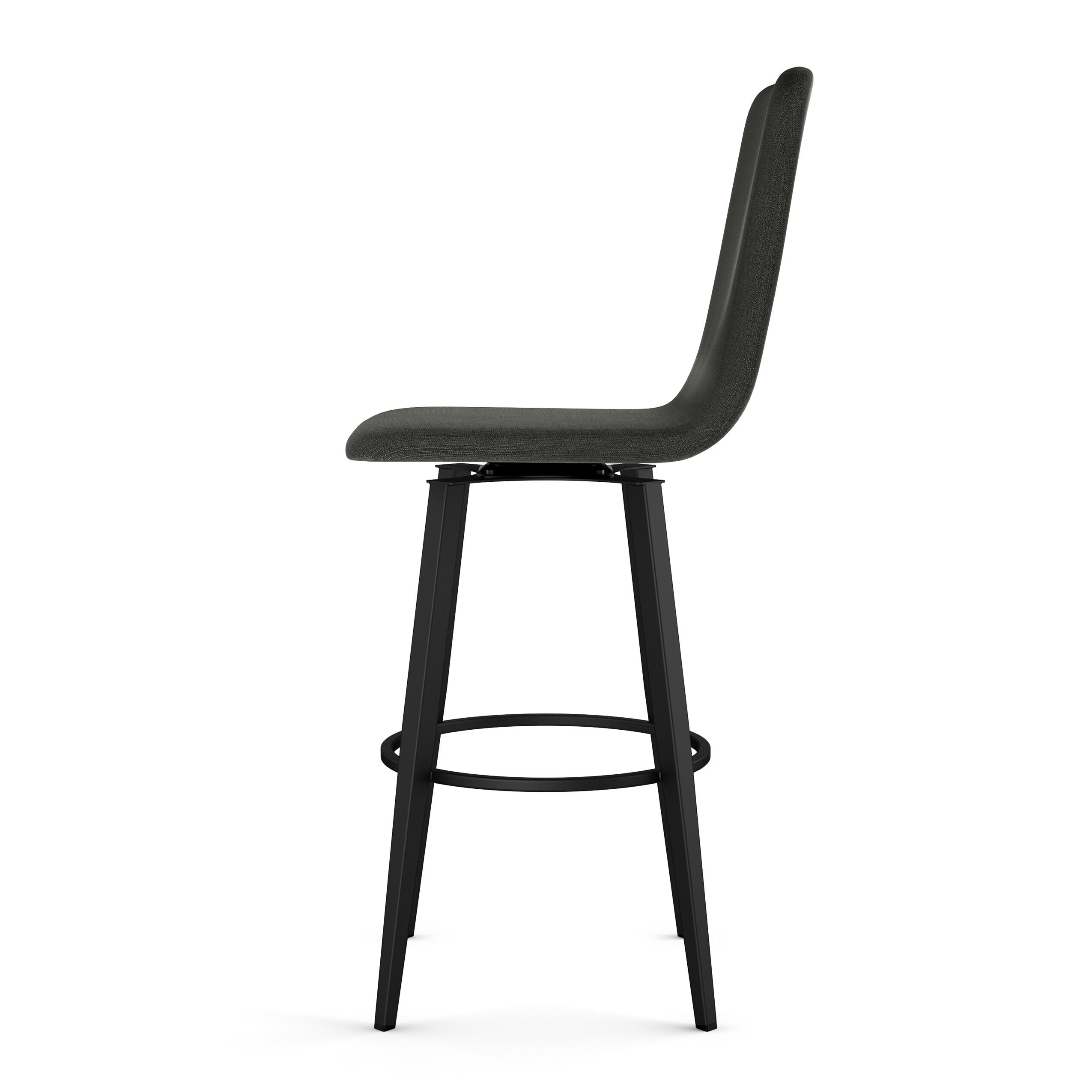 Watson 26" Charcoal Grey Polyester Swivel Counter Stool with Black Metal Frame