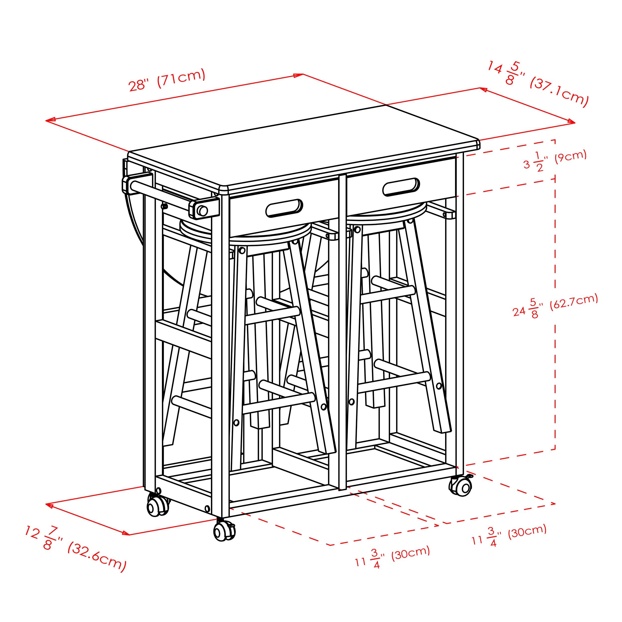 Winsome 3pc Burnett Space Saver Set Beech: Compact Folding Table with 2 Stools, Wood Frame