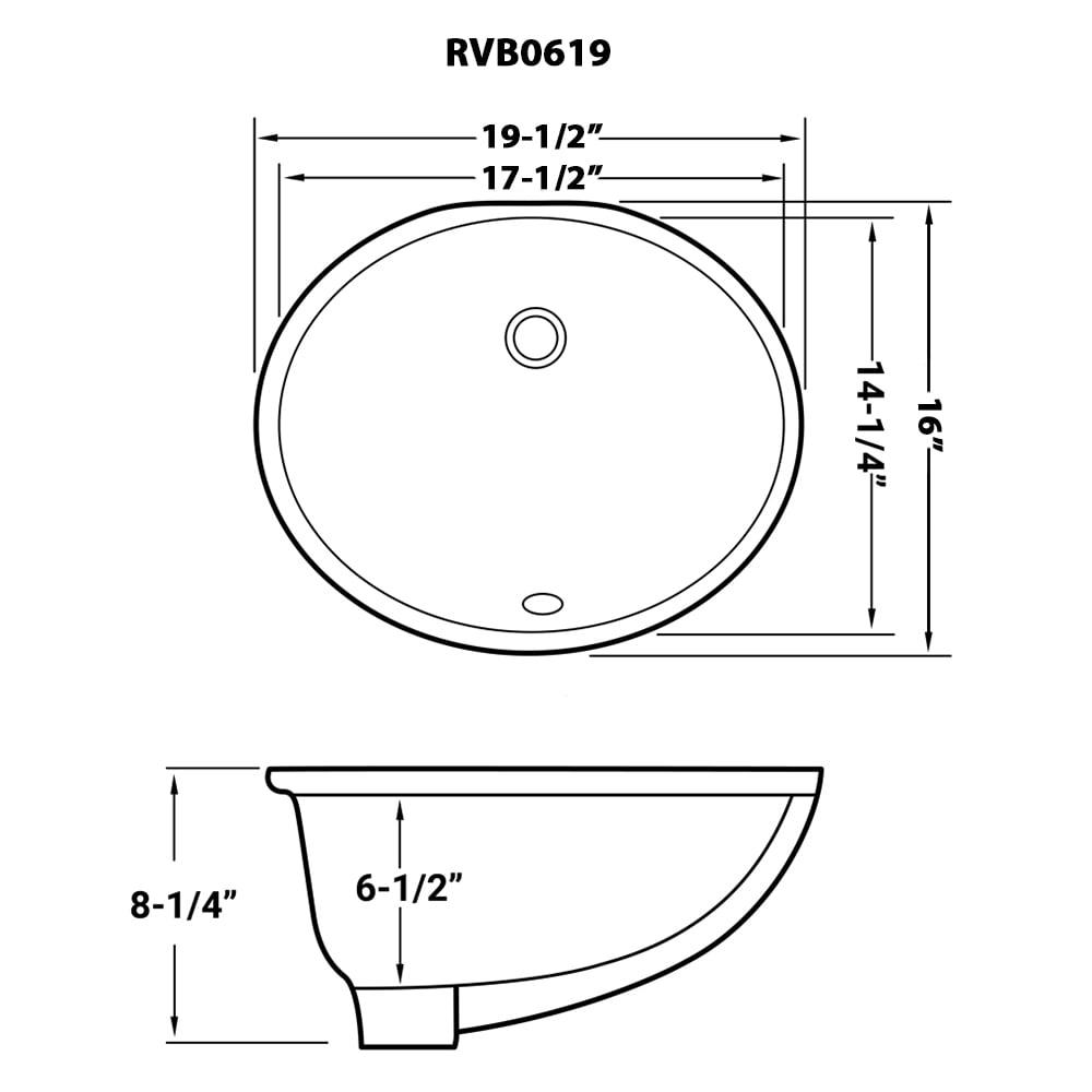 Ruvati inch Undermount Bathroom Vanity Sink White Oval Porcelain Ceramic with Overflow