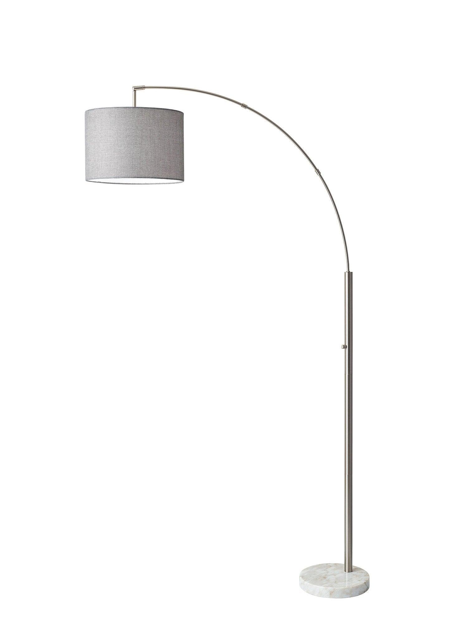 73.5" Bowery Arc Lamp Steel - Adesso: Contemporary Design, ETL Listed, Linen Shade, Metal Body