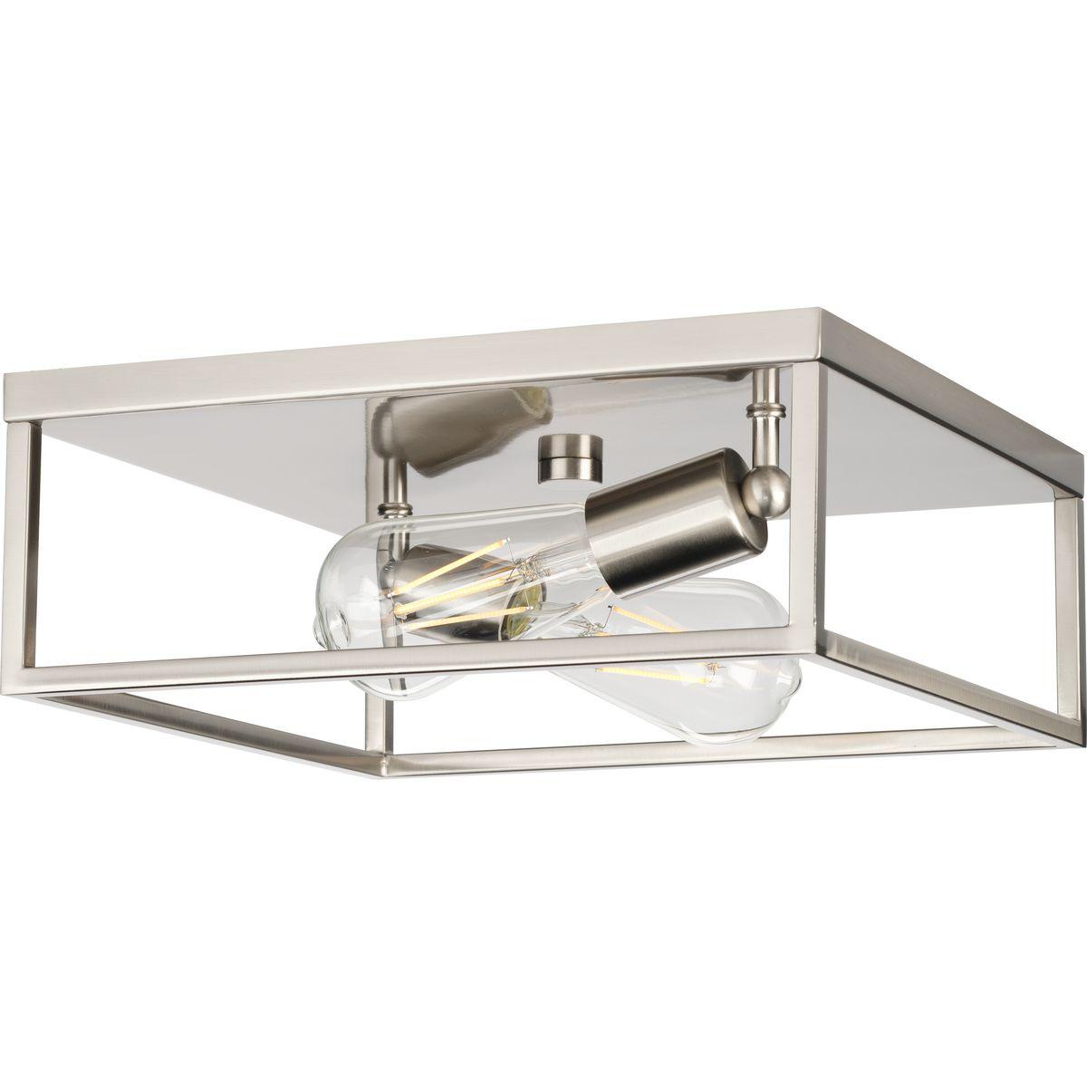 Progress Lighting, Perimeter Collection, 2-Light Flush Mount Ceiling Light, Brushed Nickel, Open-Frame Design