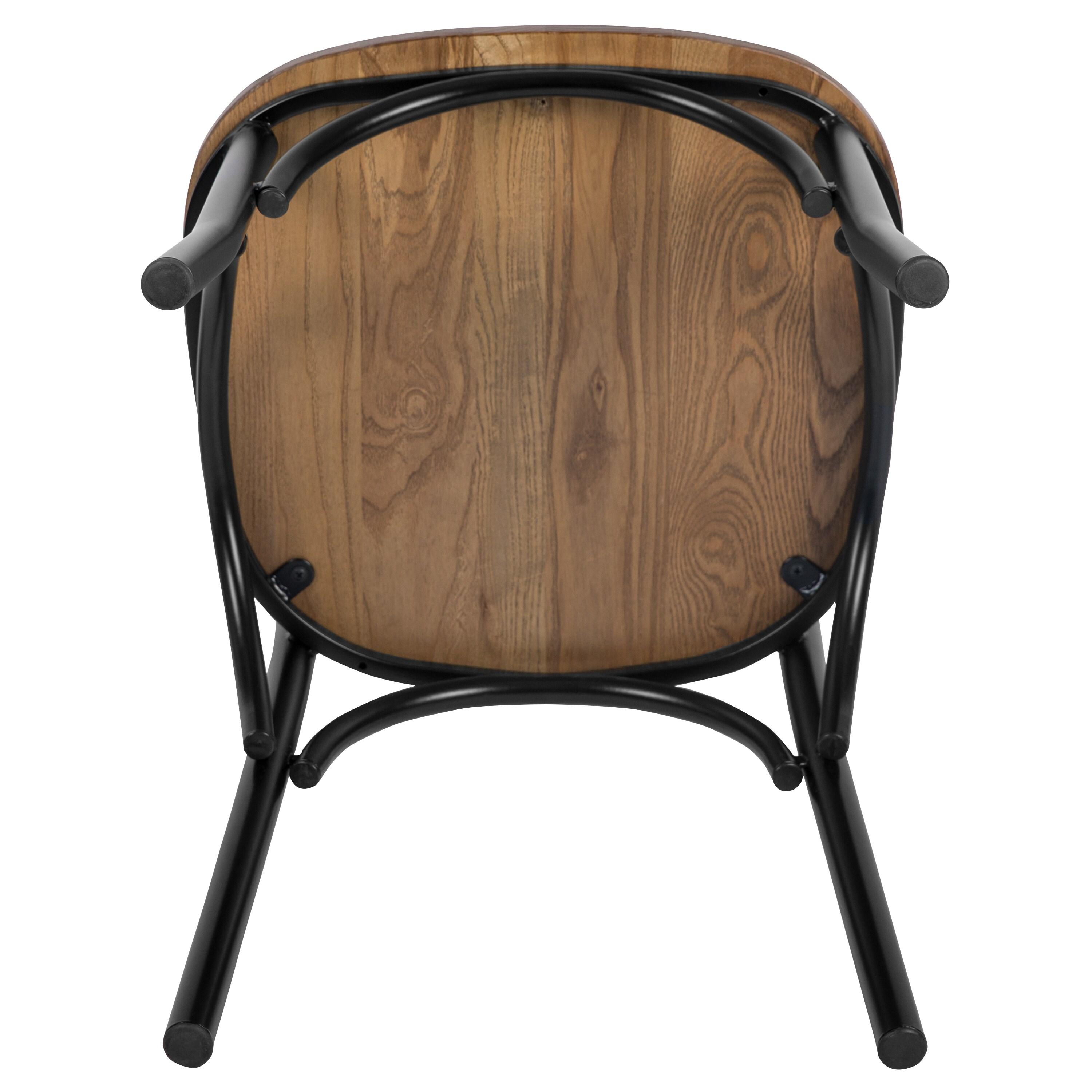 Flash Furniture X-Back Chair with Metal Bracing and Fruitwood Seat