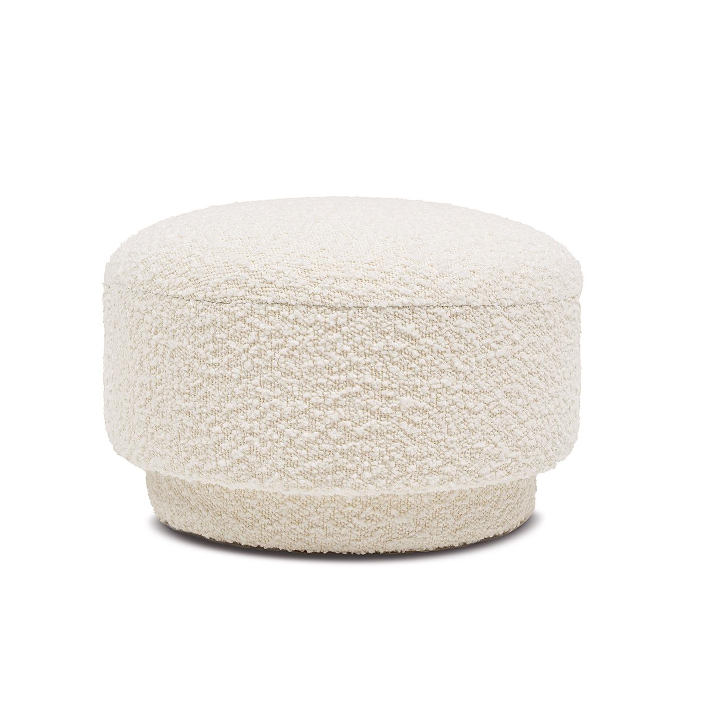Fuji 15" Mushroom Footstool Ottoman Ivory White Boucle