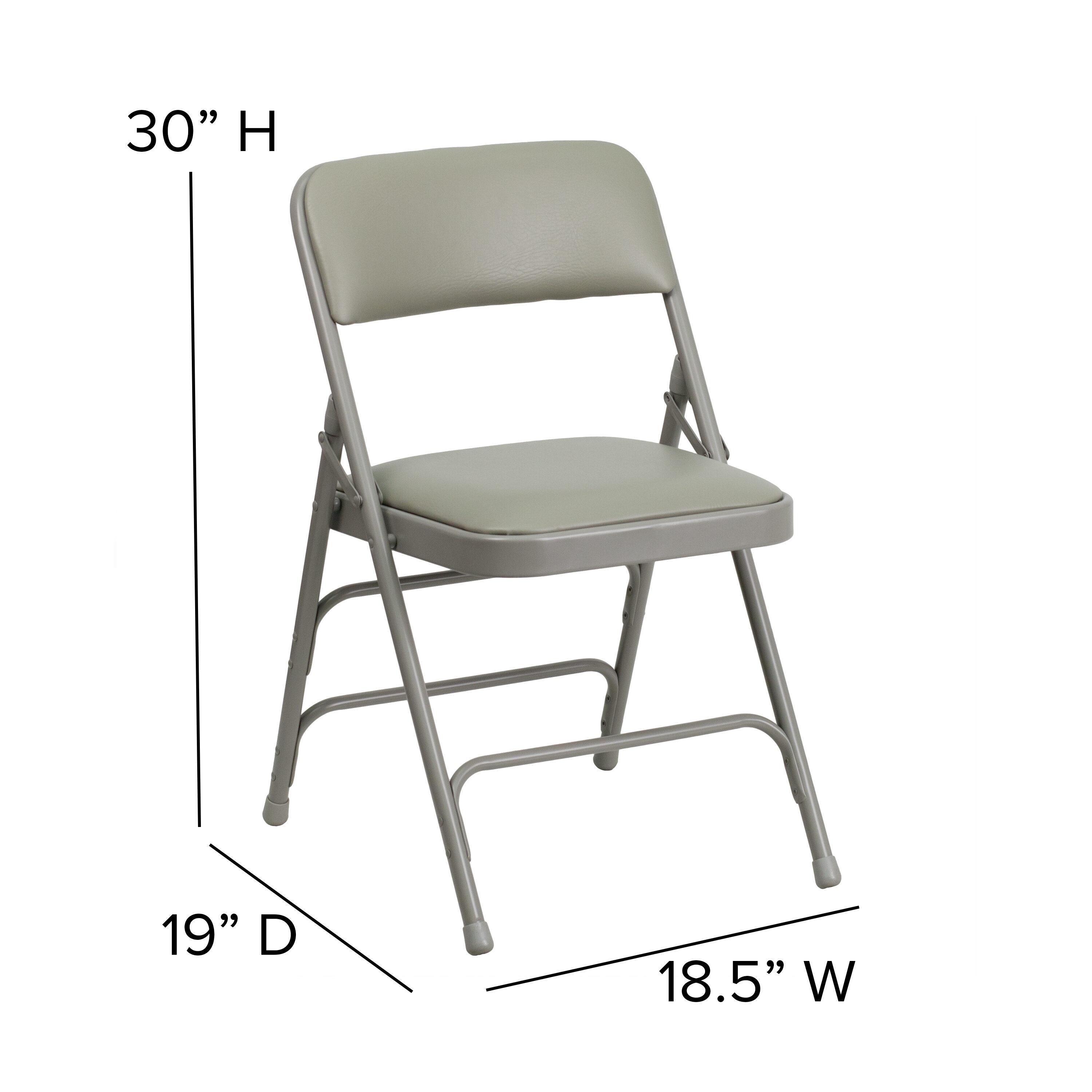 Flash Furniture 4 Pack HERCULES Series Curved Triple Braced & Double Hinged Gray Vinyl Metal Folding Chair