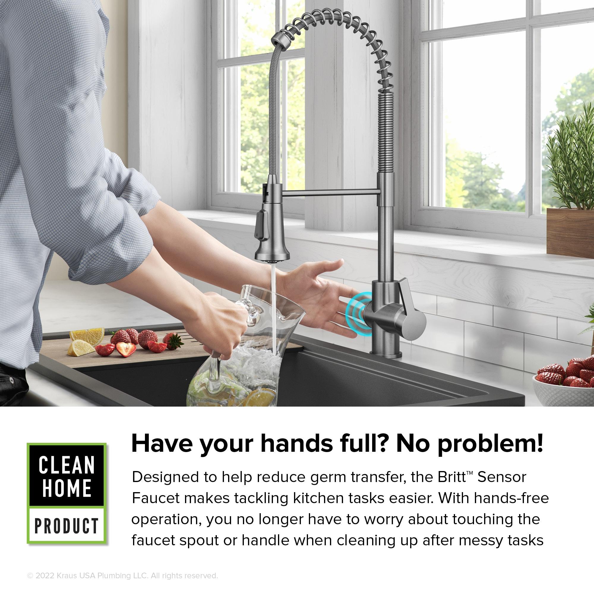 KRAUS Britt Touchless Sensor Commercial Single Handle Pull Down Kitchen Faucet