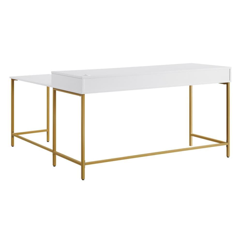 Modern Life L Shaped Desk White - OSP Home Furnishings: Home Office Furniture with All Purpose Drawer