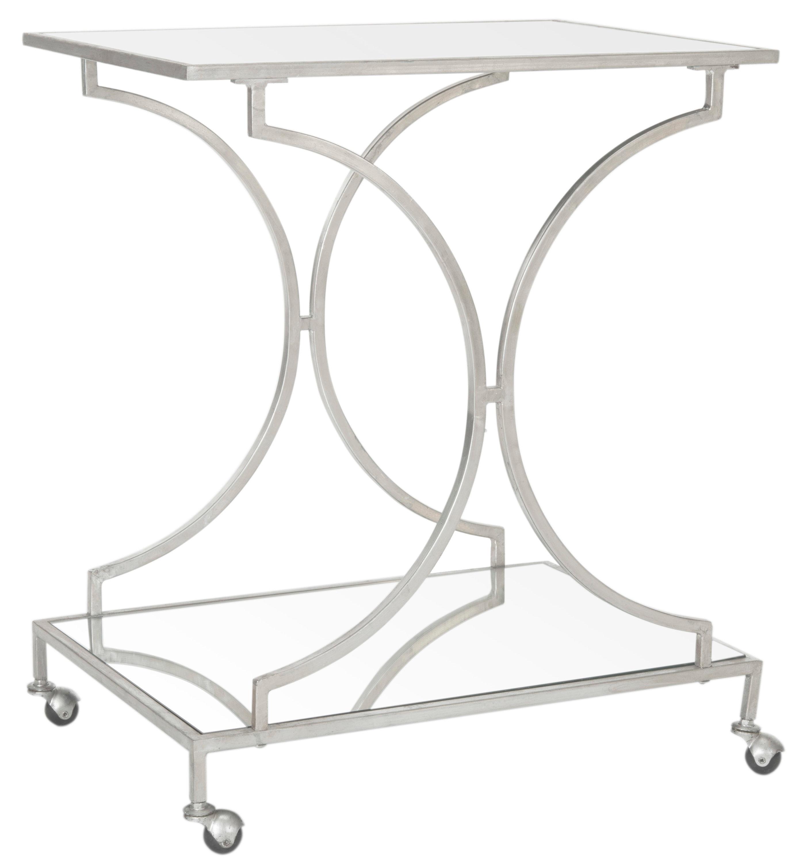 Ignatius Bar Cart - FOX2555A - Silver/Mirror - Safavieh