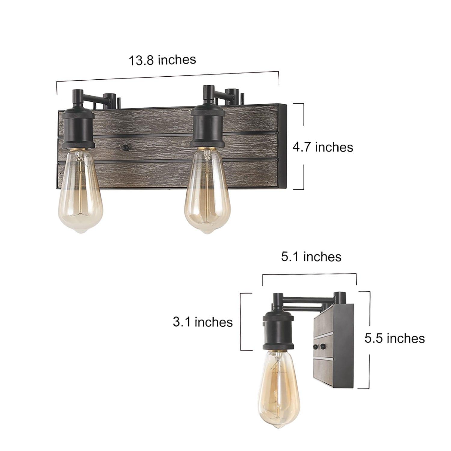 LNC 2-Light Vanity Lights Rustic Wall Sconces Wood Indoor Wall Lights