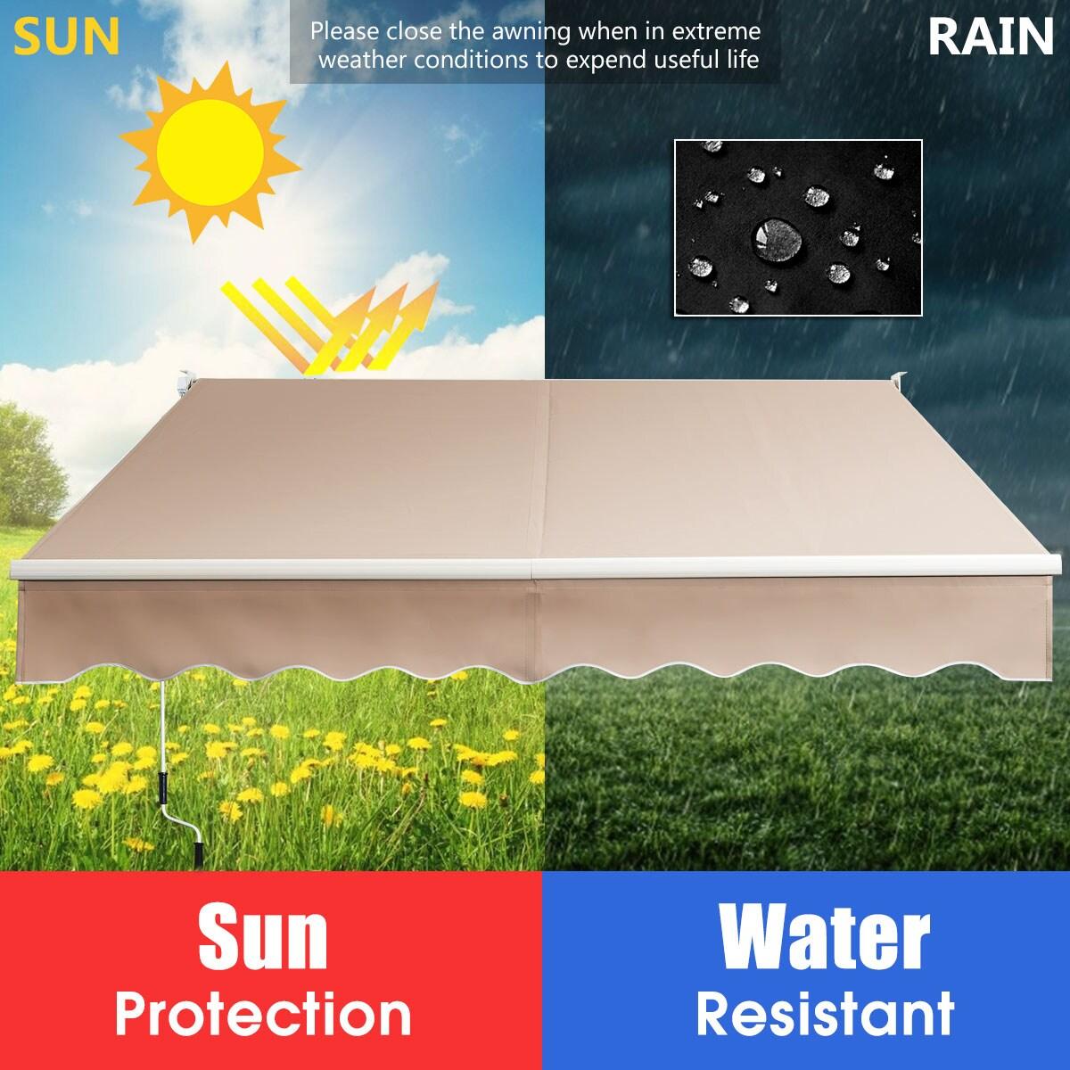 Costway 10' x 8' Retractable Awning  Patio sun shade w/Crank Handle