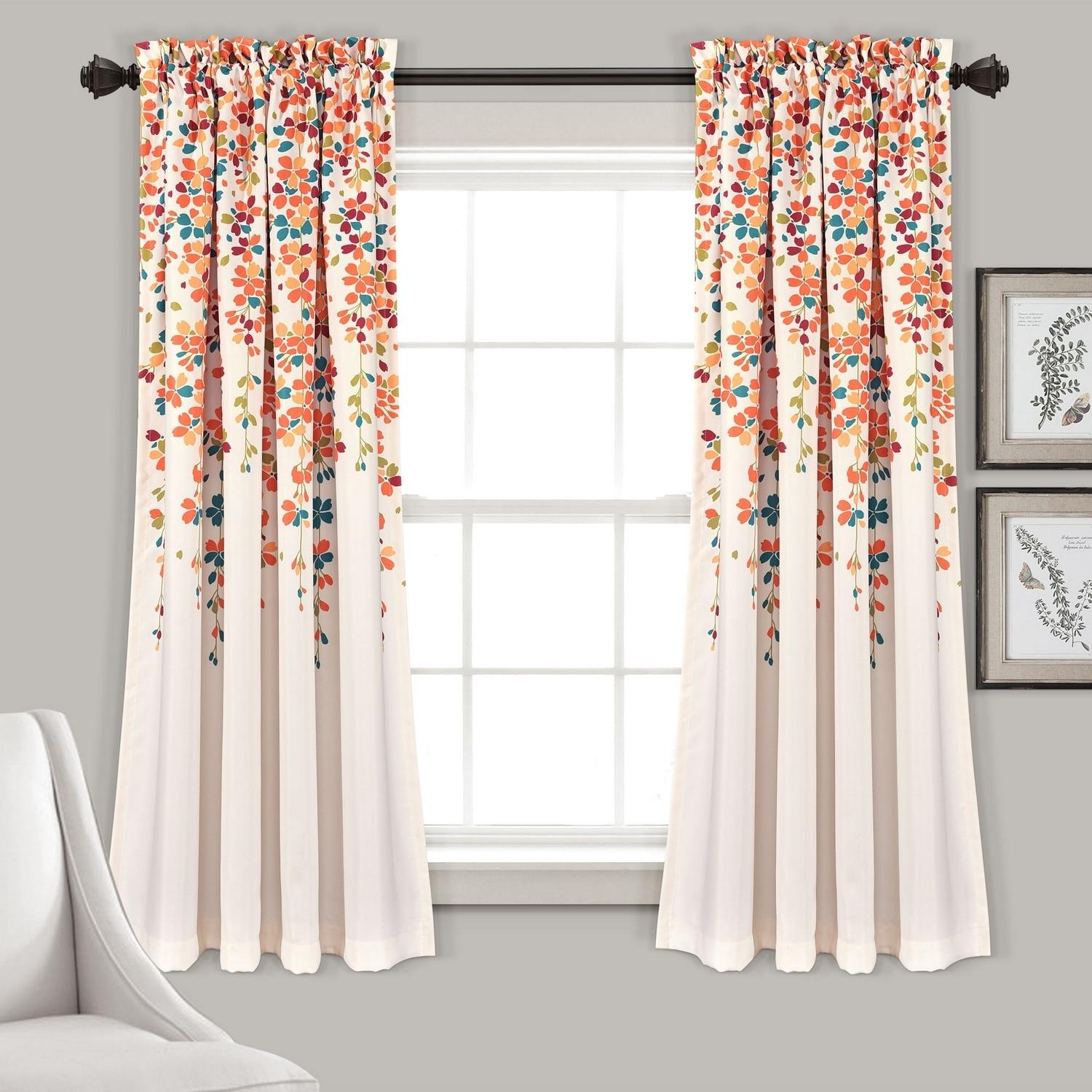 Lush Decor Weeping Flowers Floral Room Darkening Thermal Rod Pocket Curtain Panels (Set of 2)