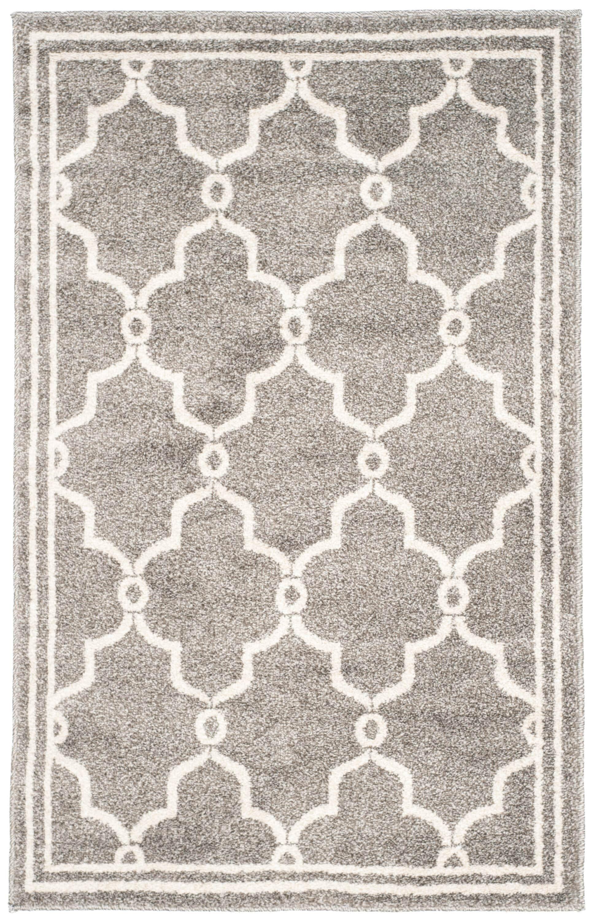 Square Gray Easy-Care Synthetic Spot-Resistant Rug