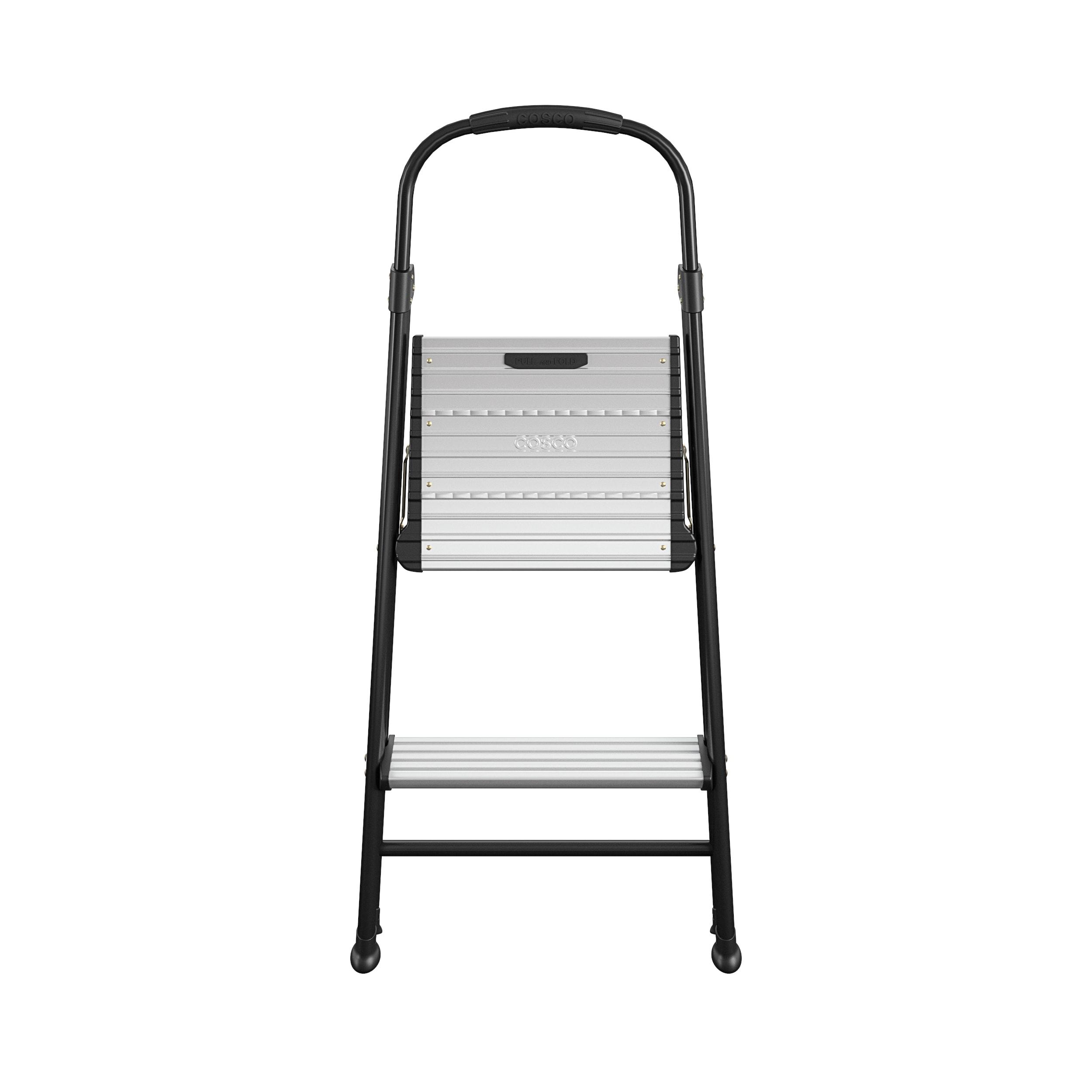 COSCO 2-Step Aluminum Folding Step Stool with Rubber Hand Grip