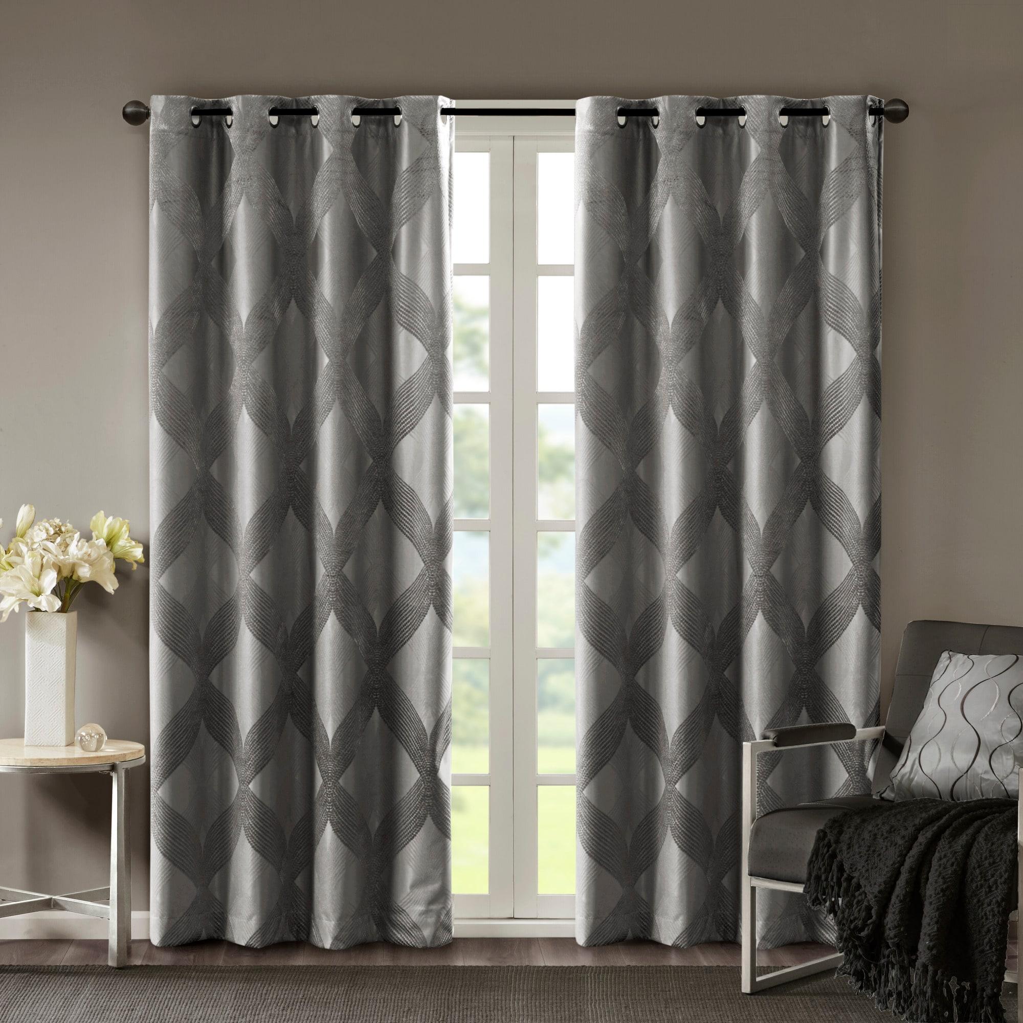 Madison Park Bentley Ogee Knitted Jacquard Geometric Total Blackout Single Curtain Panel
