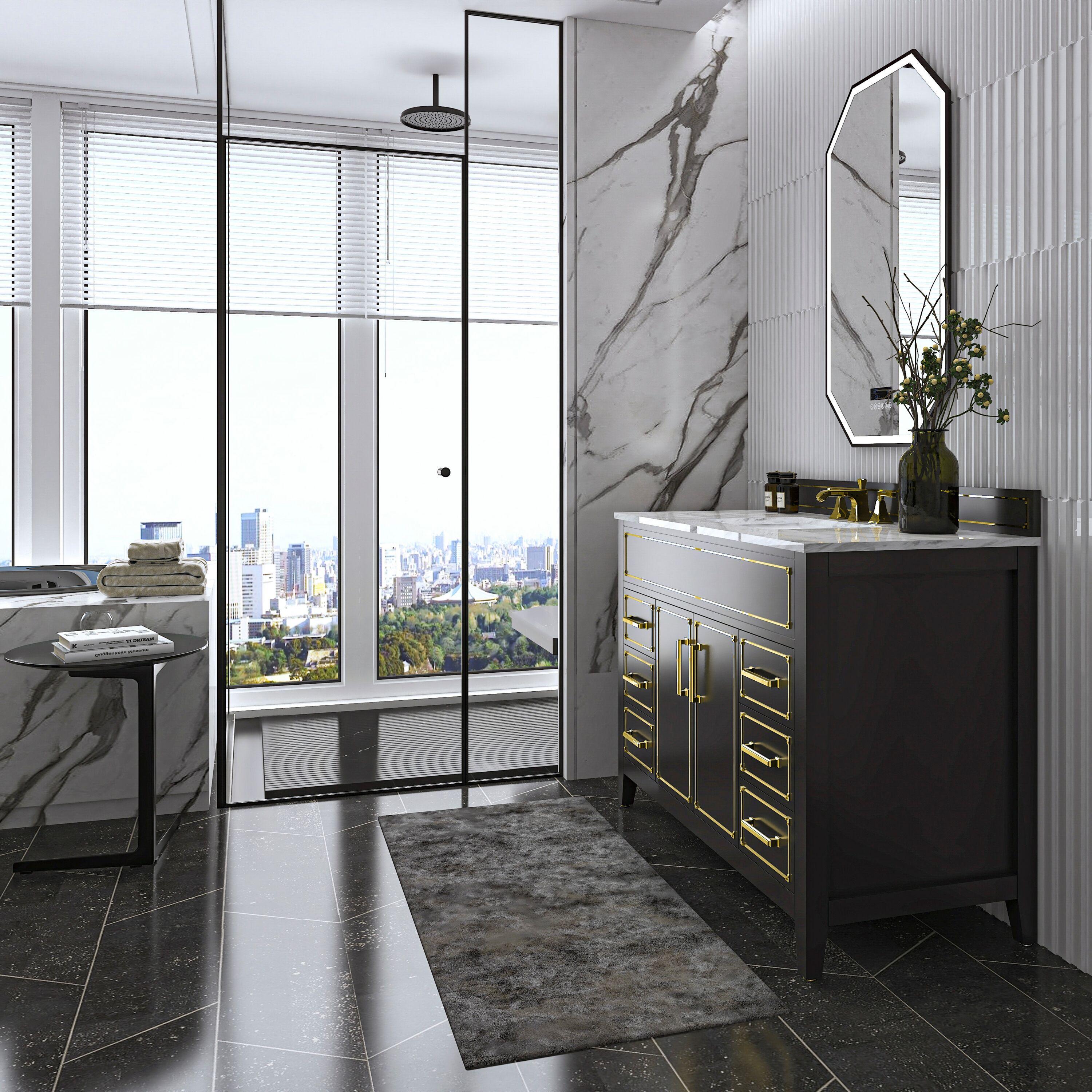 Aspen 48'' Single Bathroom Vanity with Carrara Marble Top