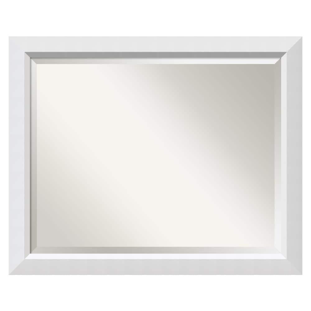 32" x 26" Blanco Wood Framed Bathroom Vanity Wall Mirror White - Amanti Art: Satin Finish, No Assembly Required