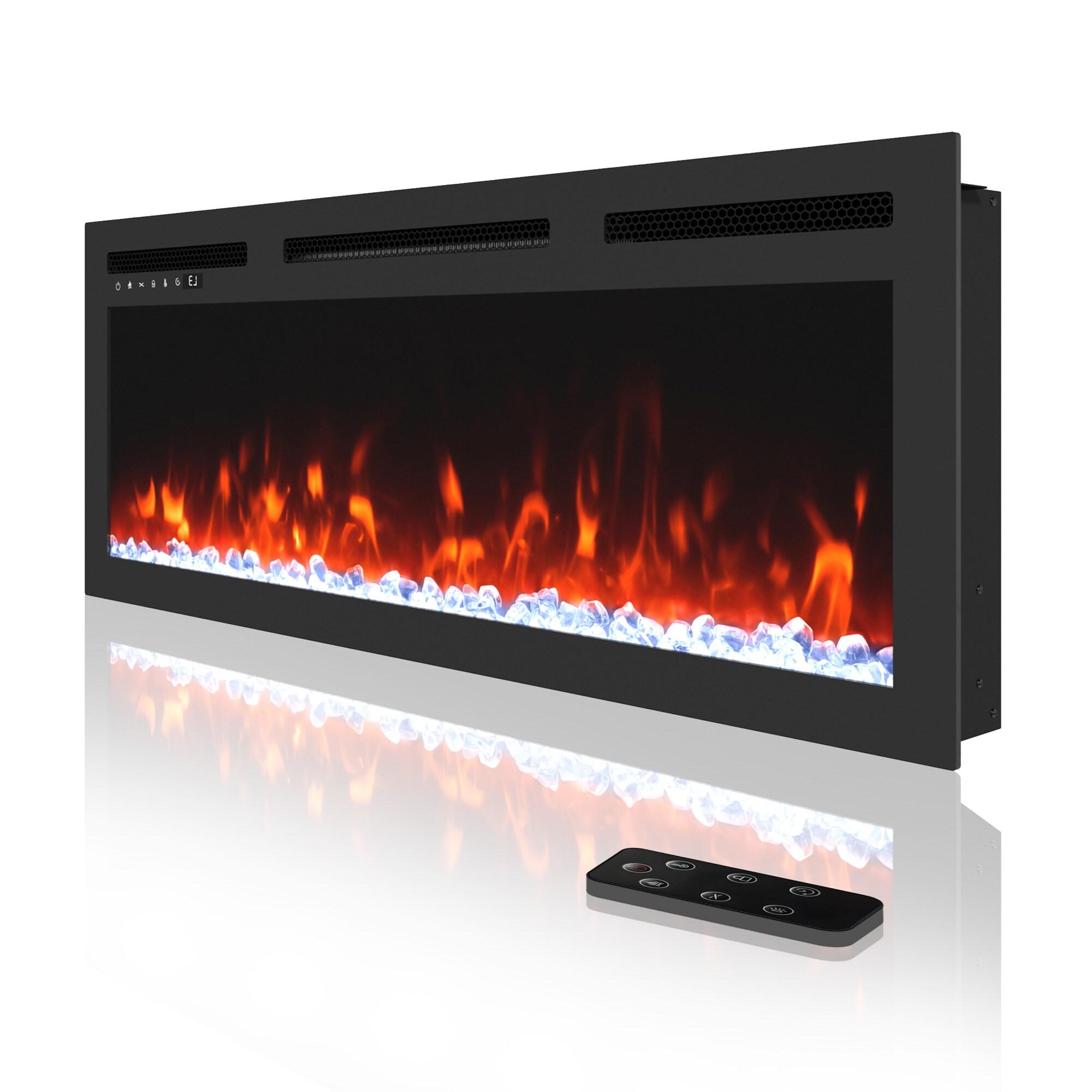 Boyel Living 36"Electric Fireplace, 11 Colors Flame Recessed Fireplace Heater w/ Crystal, Touch Panel & Remote Control Electric Fireplace Insert