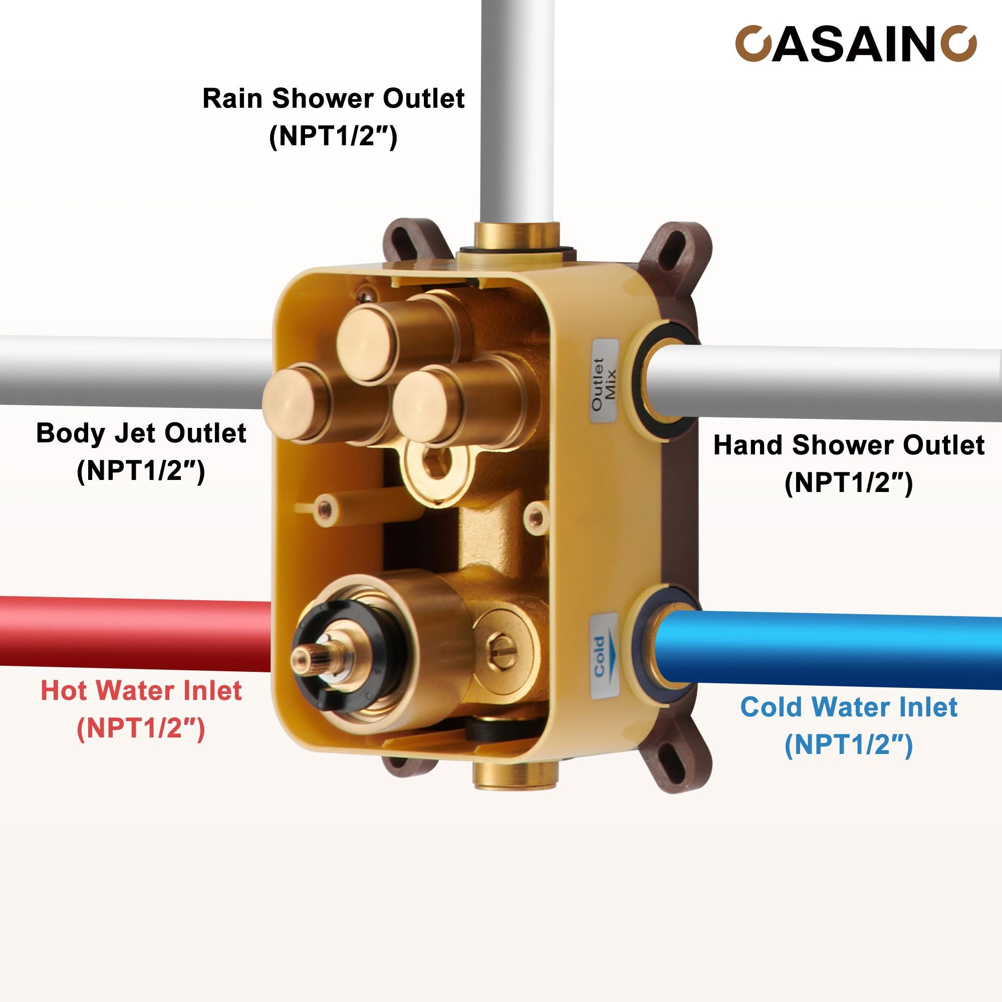 Thermostatic Rainfall Shower System with Rough in-Valve and Shower Body Spray