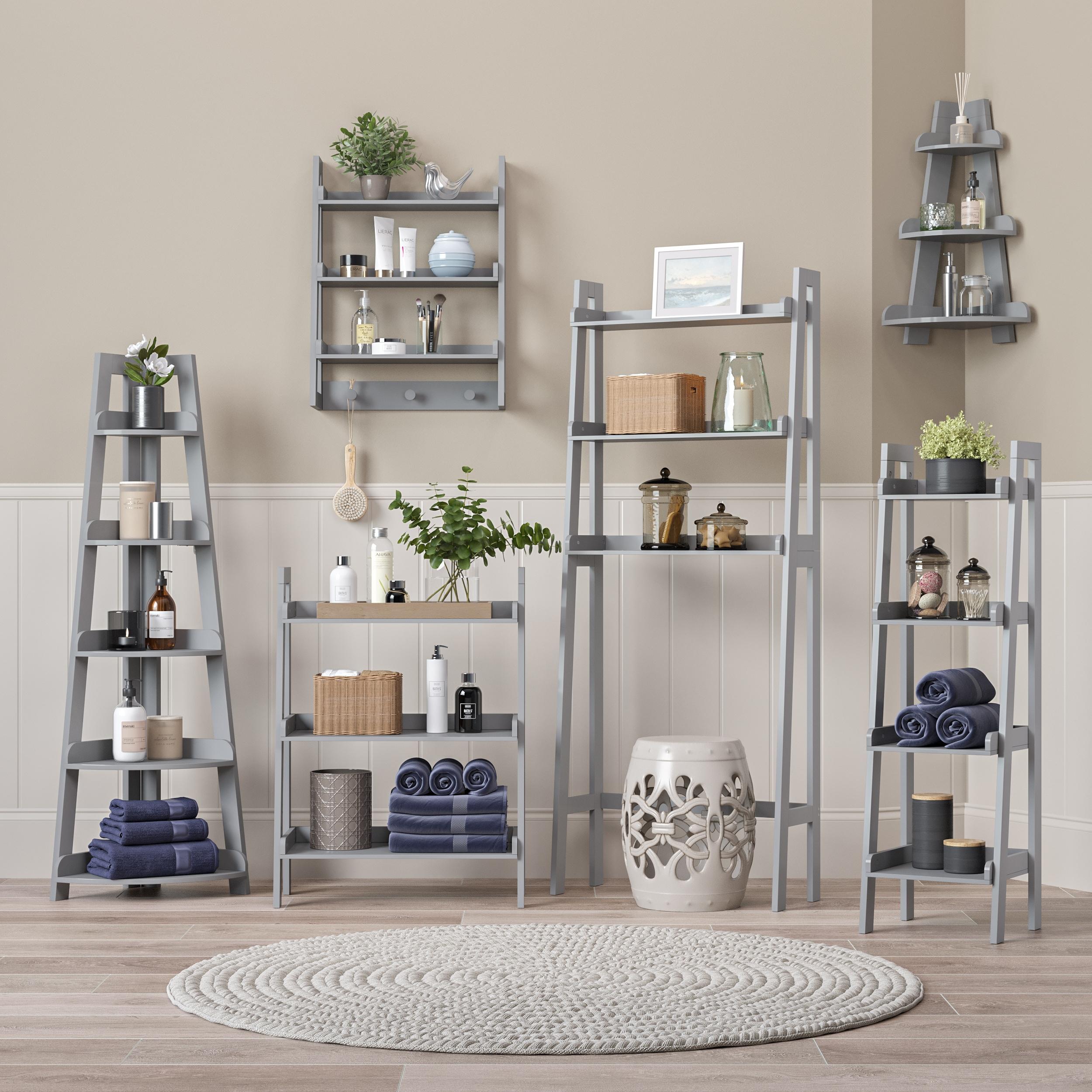 RiverRidge Home RiverRidge Amery 5-Tier Tall Corner Ladder Shelf Tower with Display Shelf and Corner Storage for Bathroom, Living Room, Office