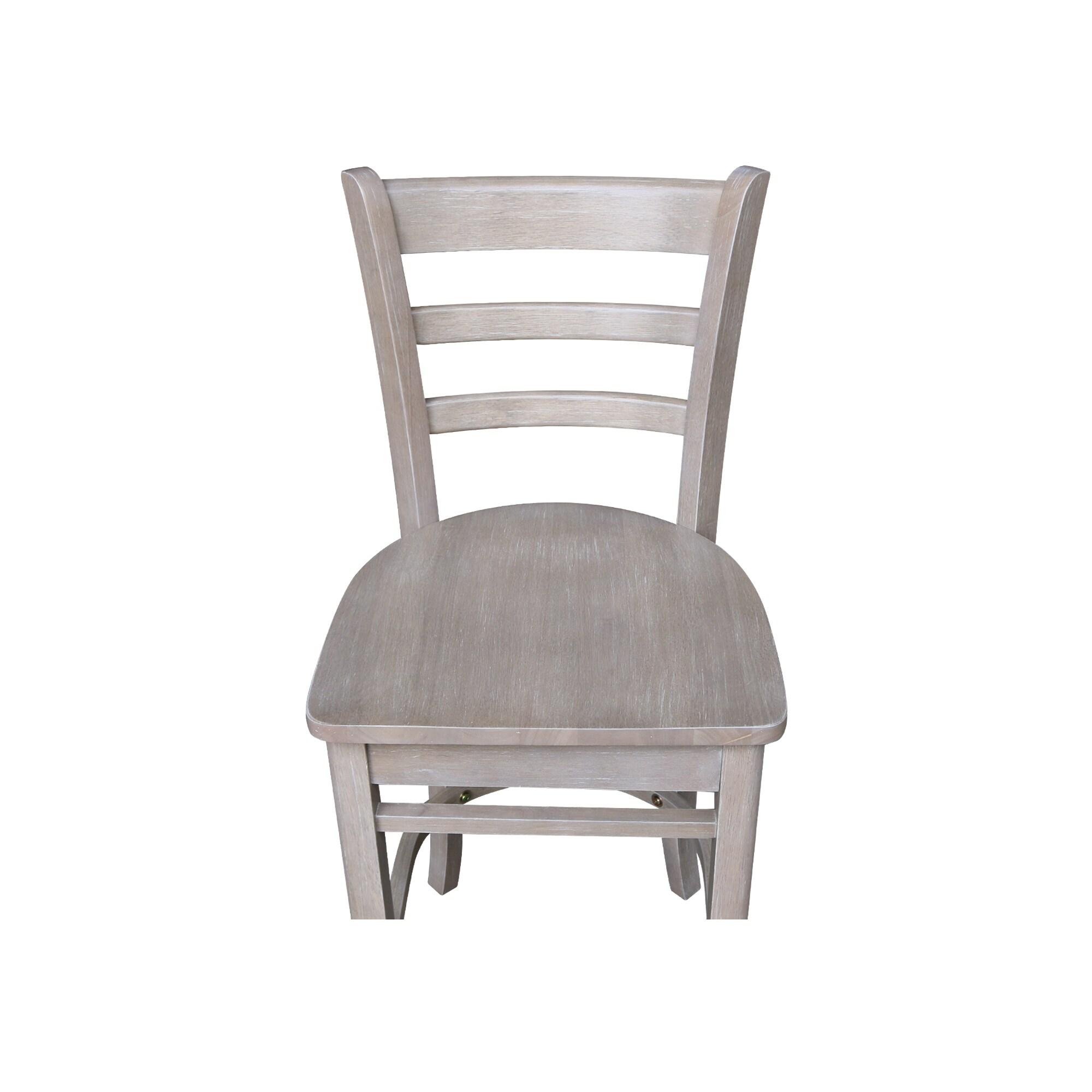 24" Emily Counter Height Barstool Washed Gray/Taupe - International Concepts: Solid Wood, Ladder-Back