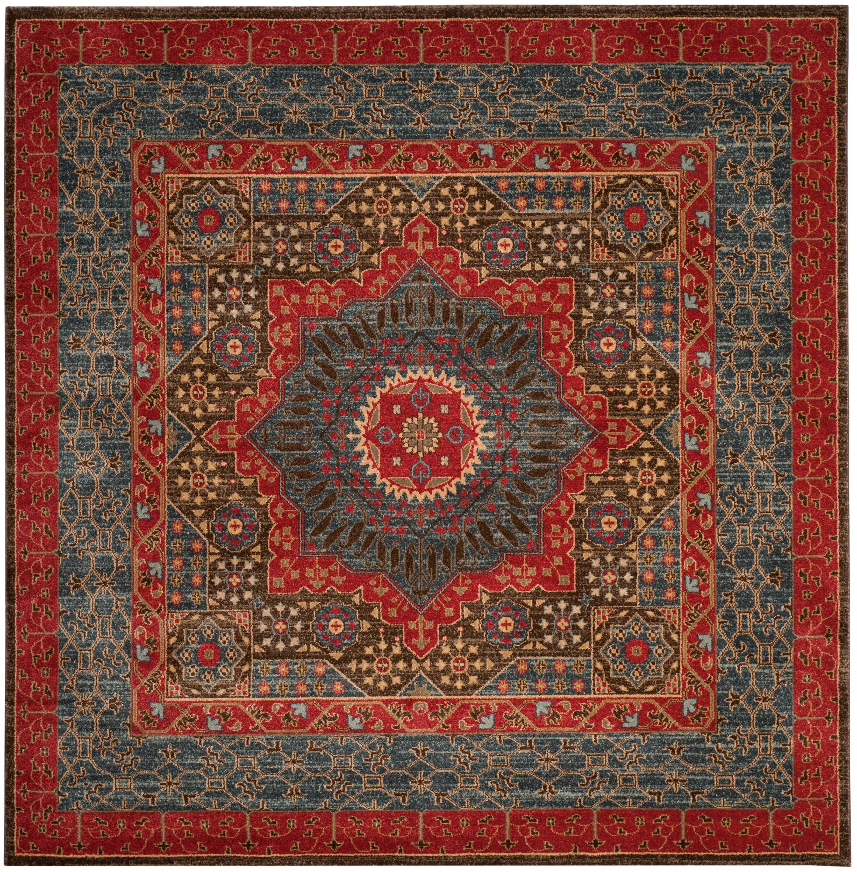 Mahal MAH620 Power Loomed Indoor Area Rug - Navy/Red - 5'1"x5'1" - Safavieh.