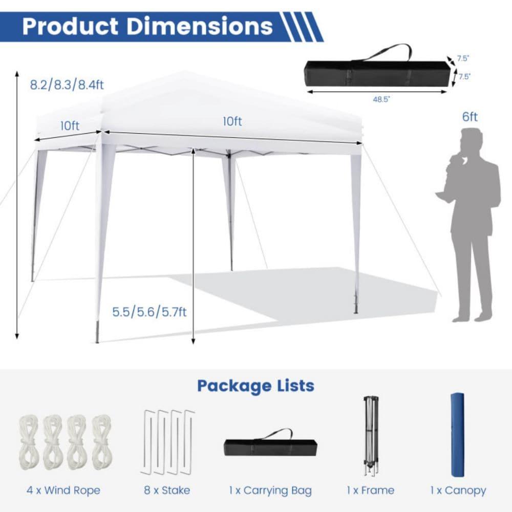 Costway Patio 10x10ft Outdoor Instant Pop-up Canopy Folding Sun Shelter Carry Bag White