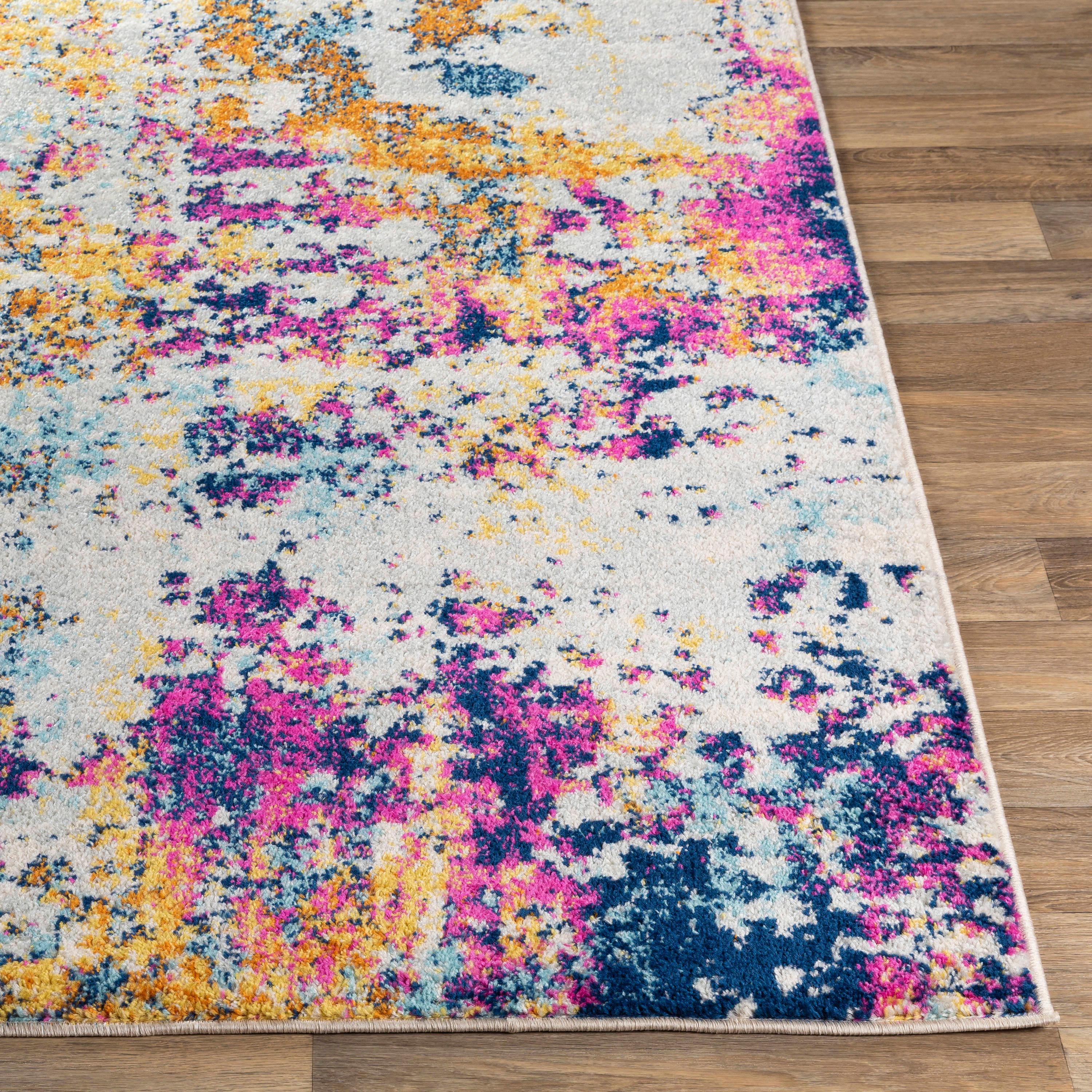 Livabliss Sunderland 5 x 7 (ft) Polypropylene Yellow/Pink Rectangular Indoor Abstract Mid-Century Modern Area rug