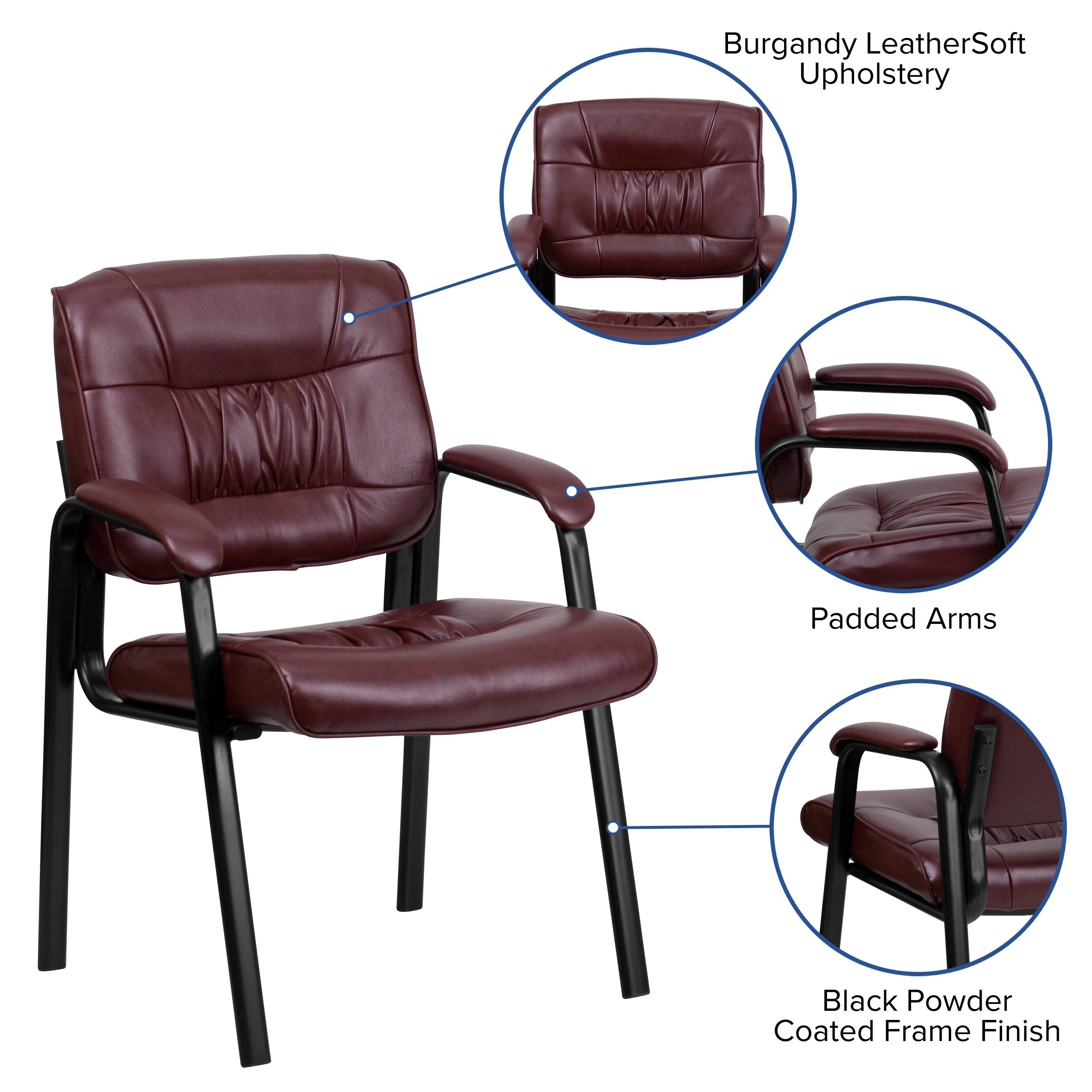 Flash Furniture Haeger LeatherSoft Tufted Executive Reception Chair with Padded Armrests, Burgundy