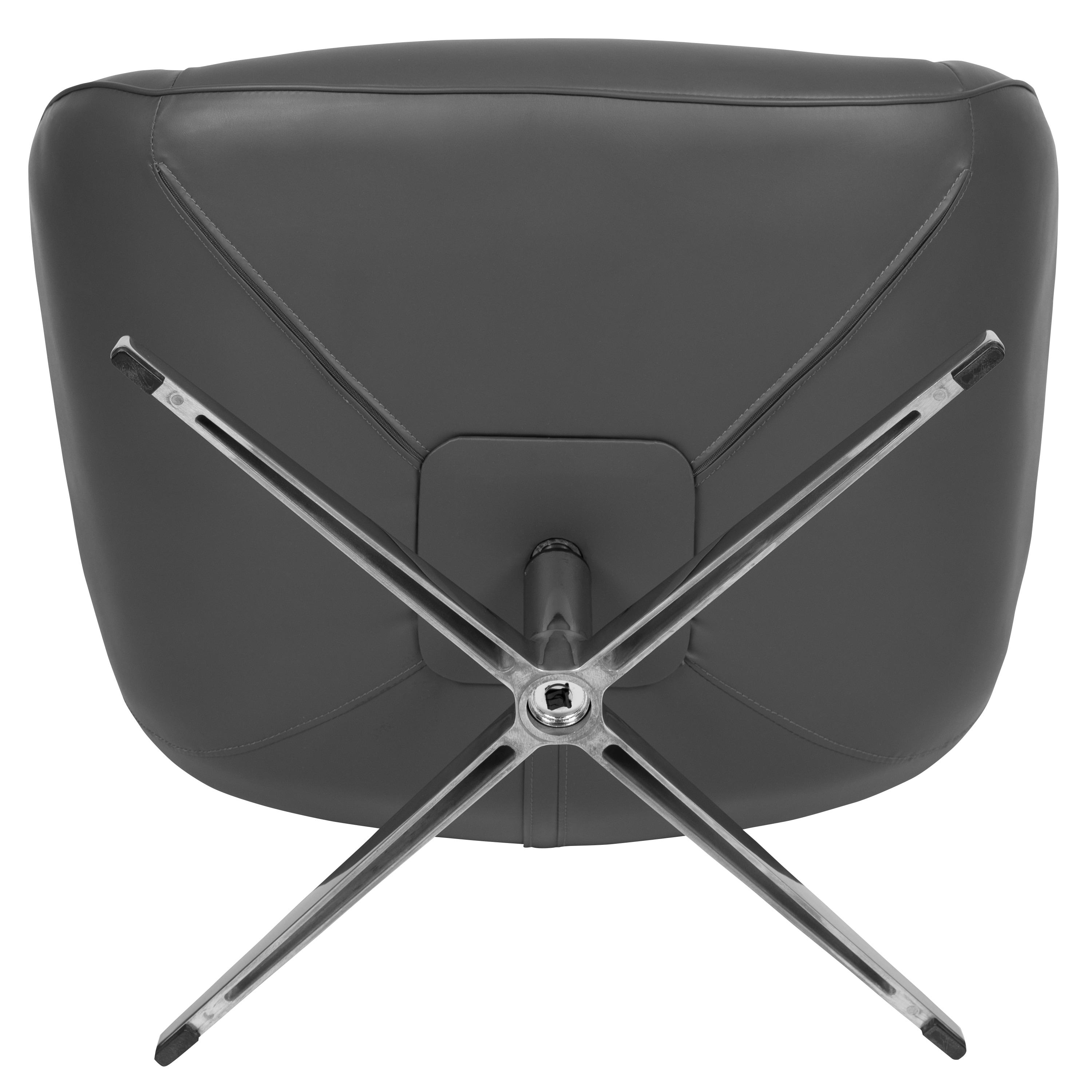 Flash Furniture Gray LeatherSoft Swivel Wing Chair