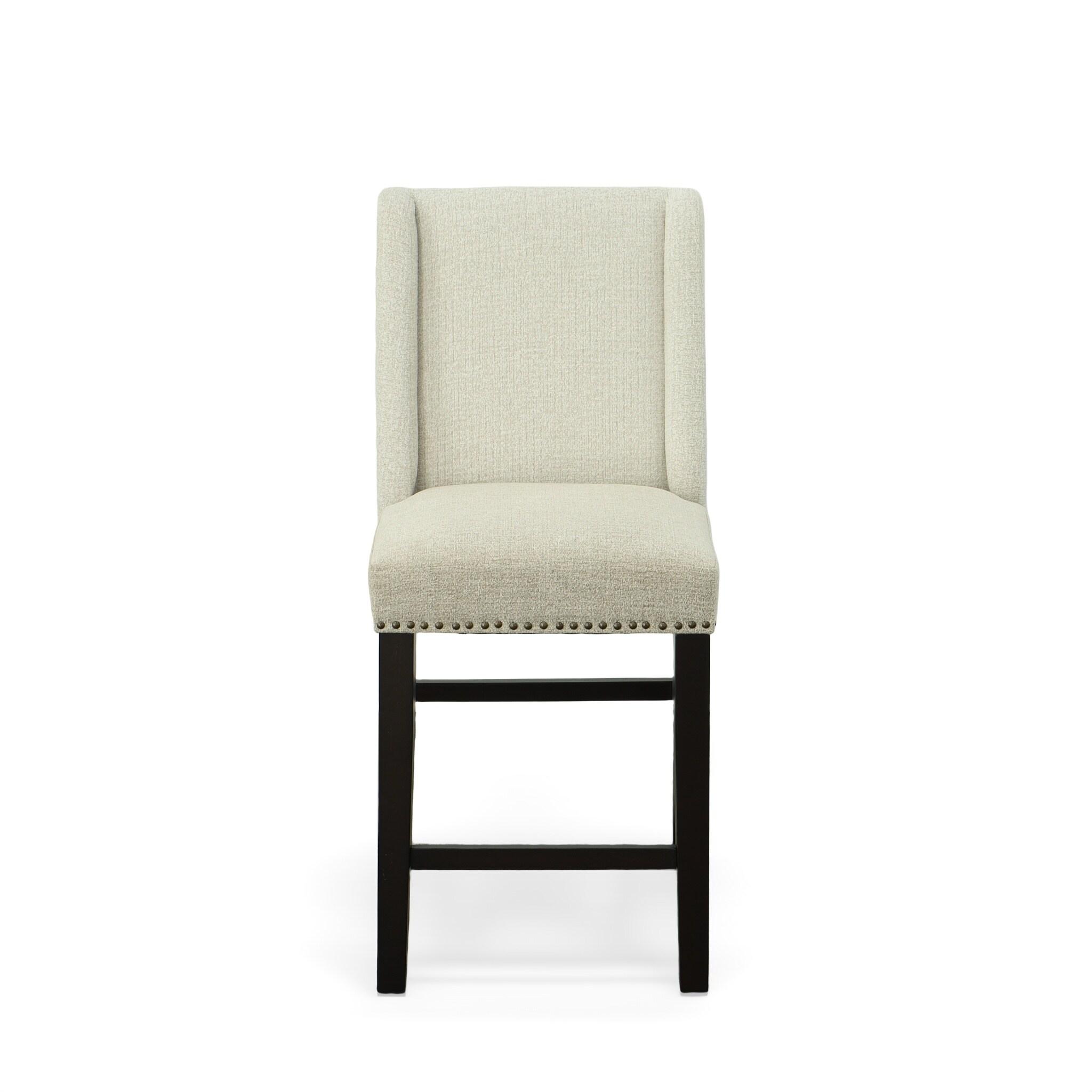Carolina Living Set of 2 24" Laurant Counter Height Barstools with Nailhead Trim & Footrest