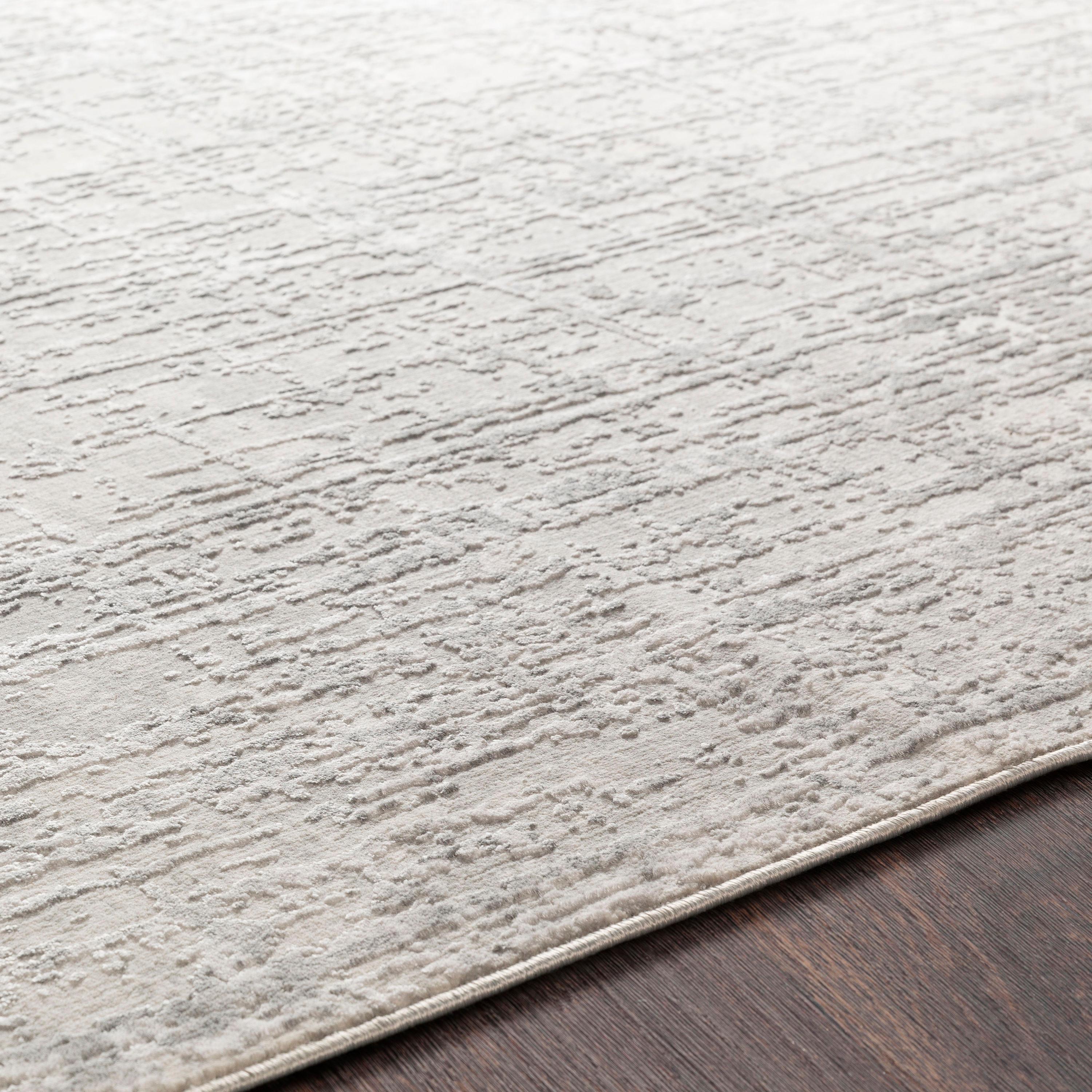 Reversible Rectangular 5' x 7' Gray and White Wool-Blend Rug