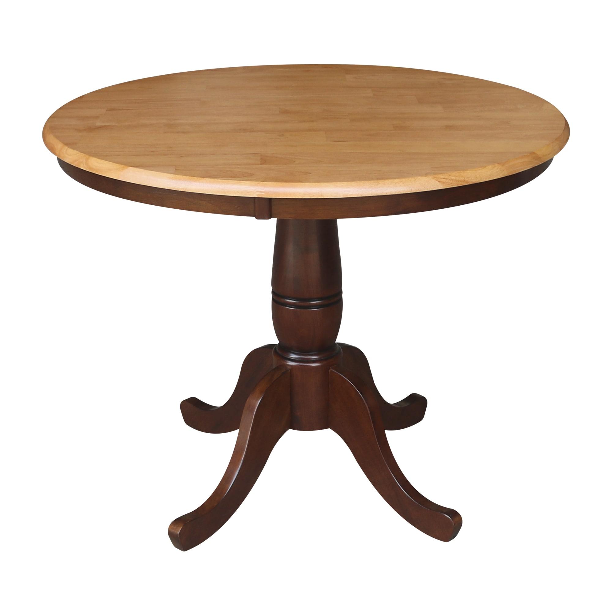 36" Round Top Pedestal Dining Table Cinnamon/Espresso – International Concepts: Solid Wood, Seats 4