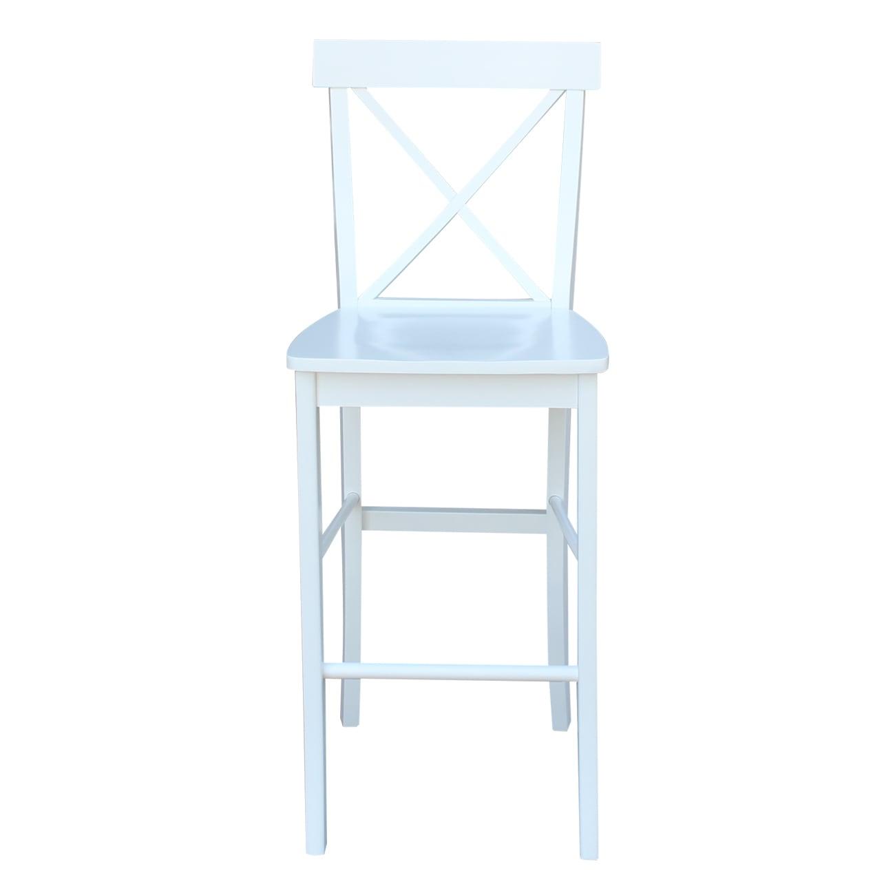 International Concepts Cross Back Solid Wood 30 in. Bar Height Stool in White