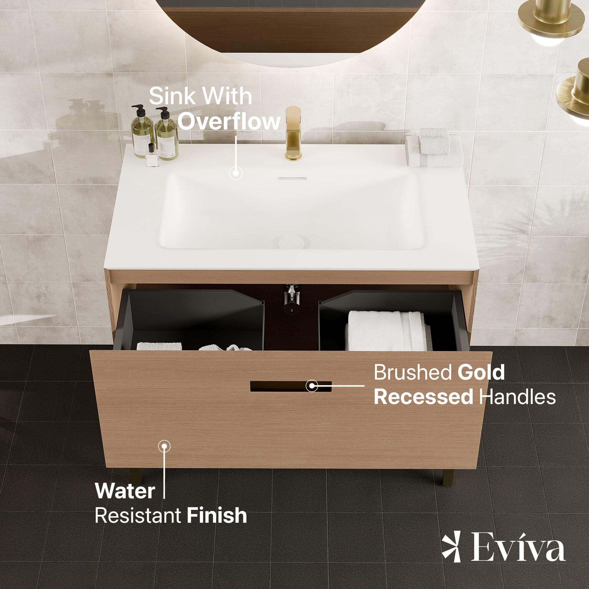 Eviva Lina 35'' Single Bathroom Vanity with Solid Surface Top