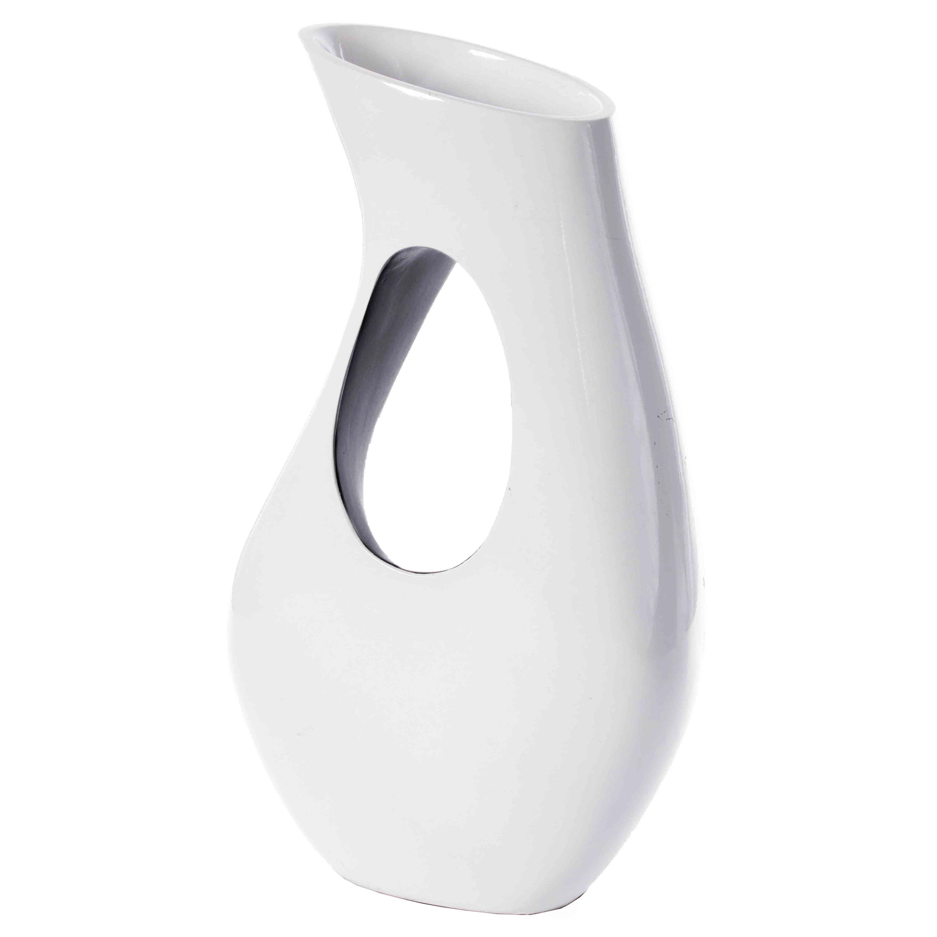 Uniquewise Tall Modern floor vase, White Unique Trumpet Floor Vase, Interior Decoration 24" Tall