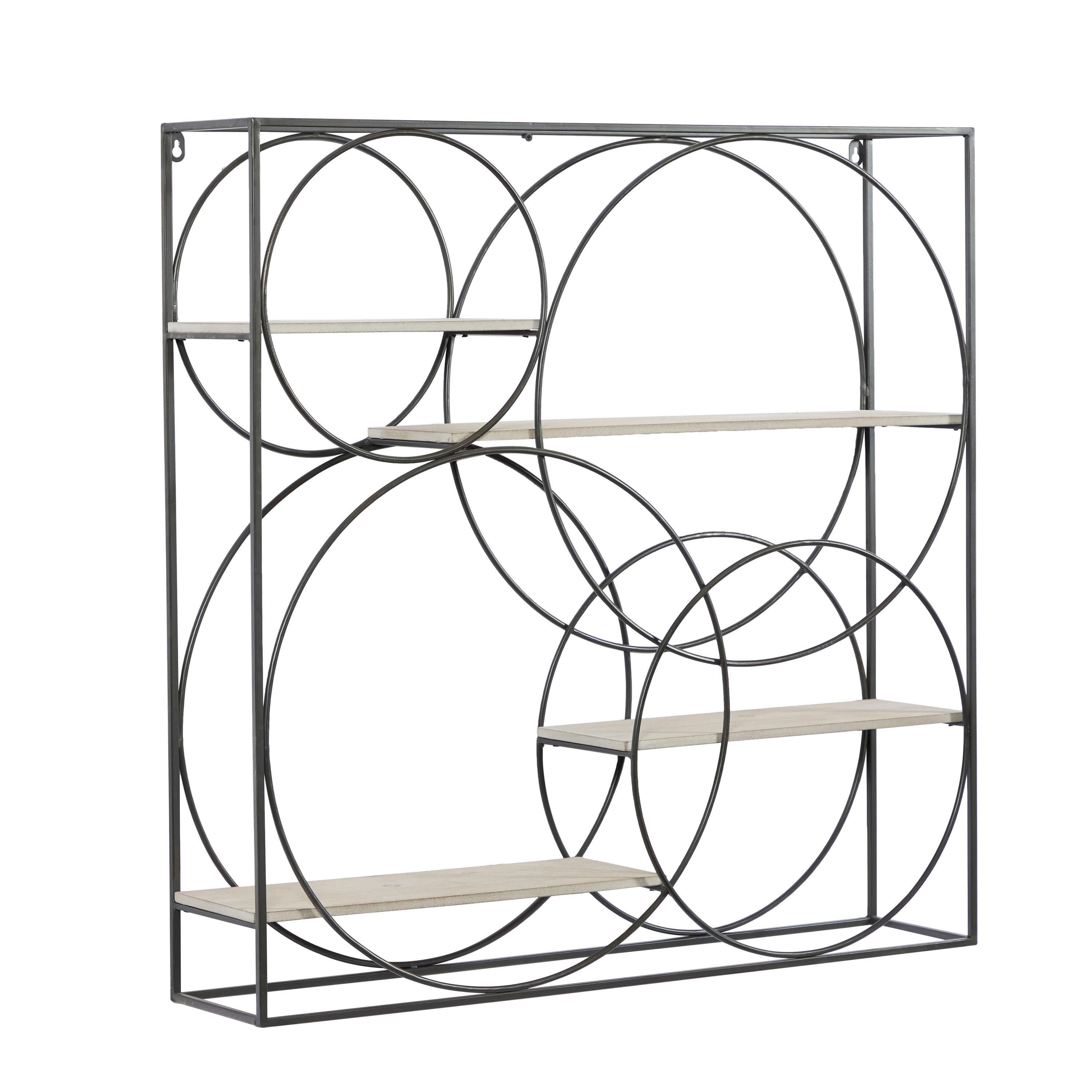 DecMode 32" x 7" 4-Tier Gray Wall Shelf