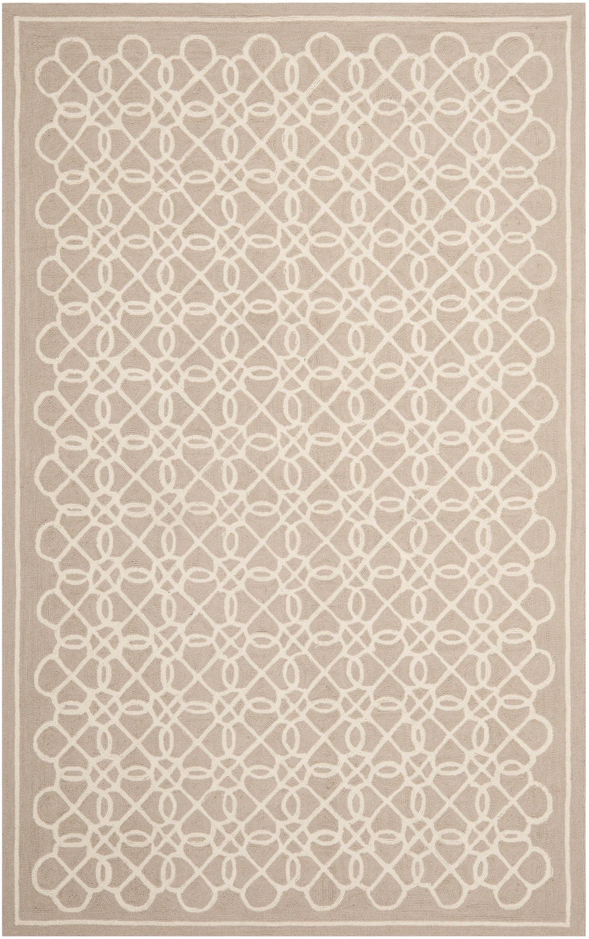 Handmade Tufted Floral Wool Area Rug in Tan and Ivory