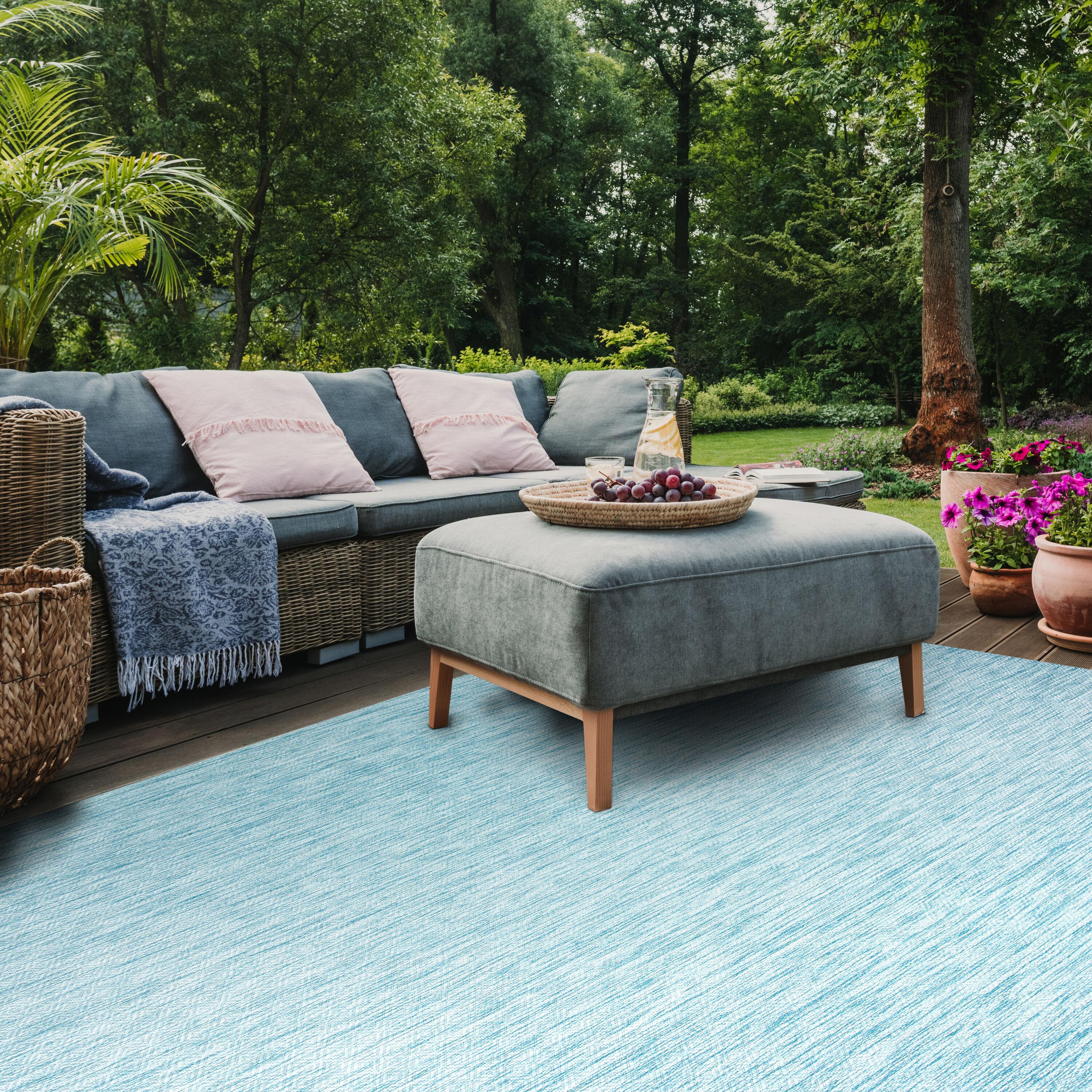 Courtyard CY8520 Power Loomed Indoor and Outdoor Area Rug - Aqua/Aqua - 8'x10' - Safavieh