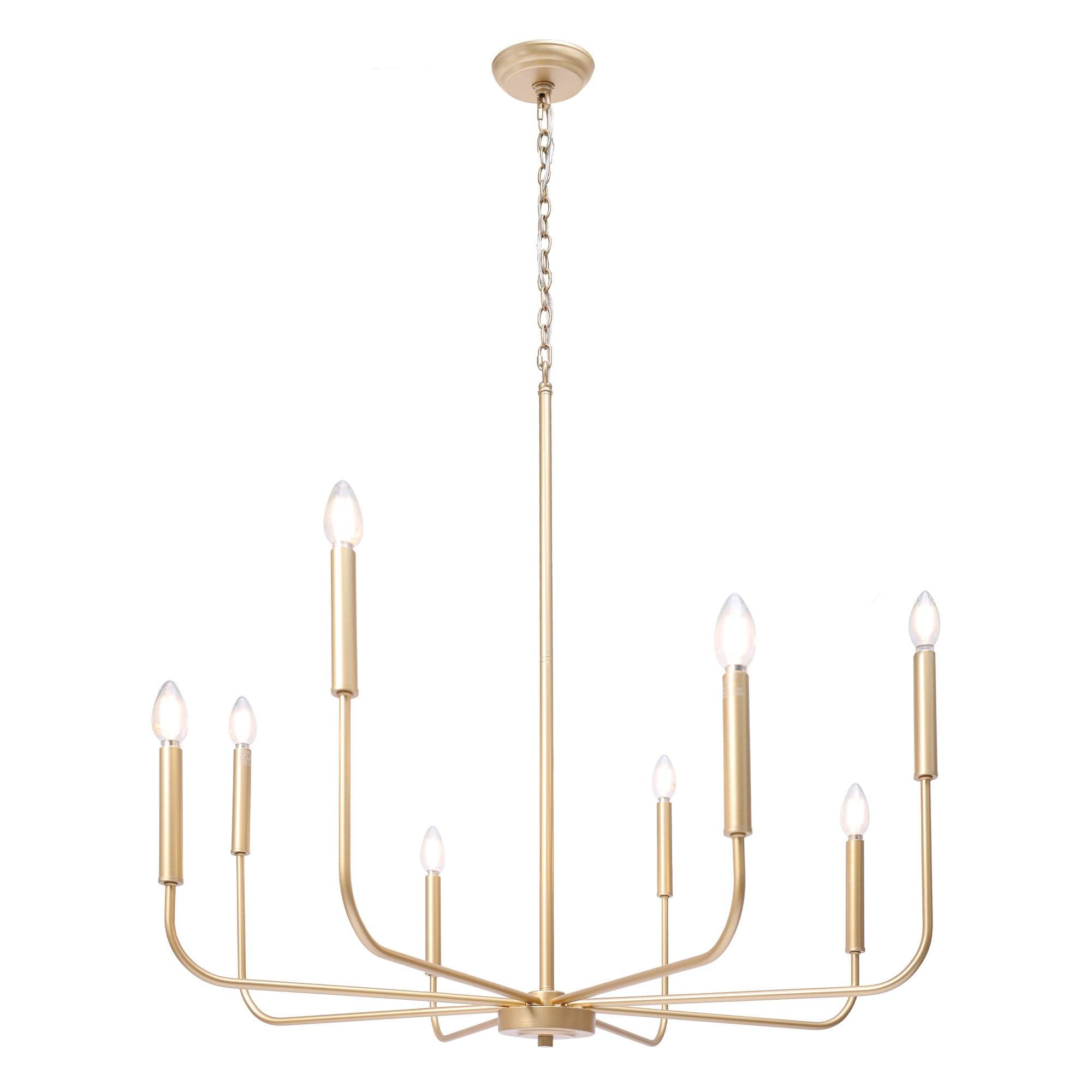 LNC 8-Light Matte Gold Modern/Contemporary Candle LED Dry rated Chandelier for Living Room