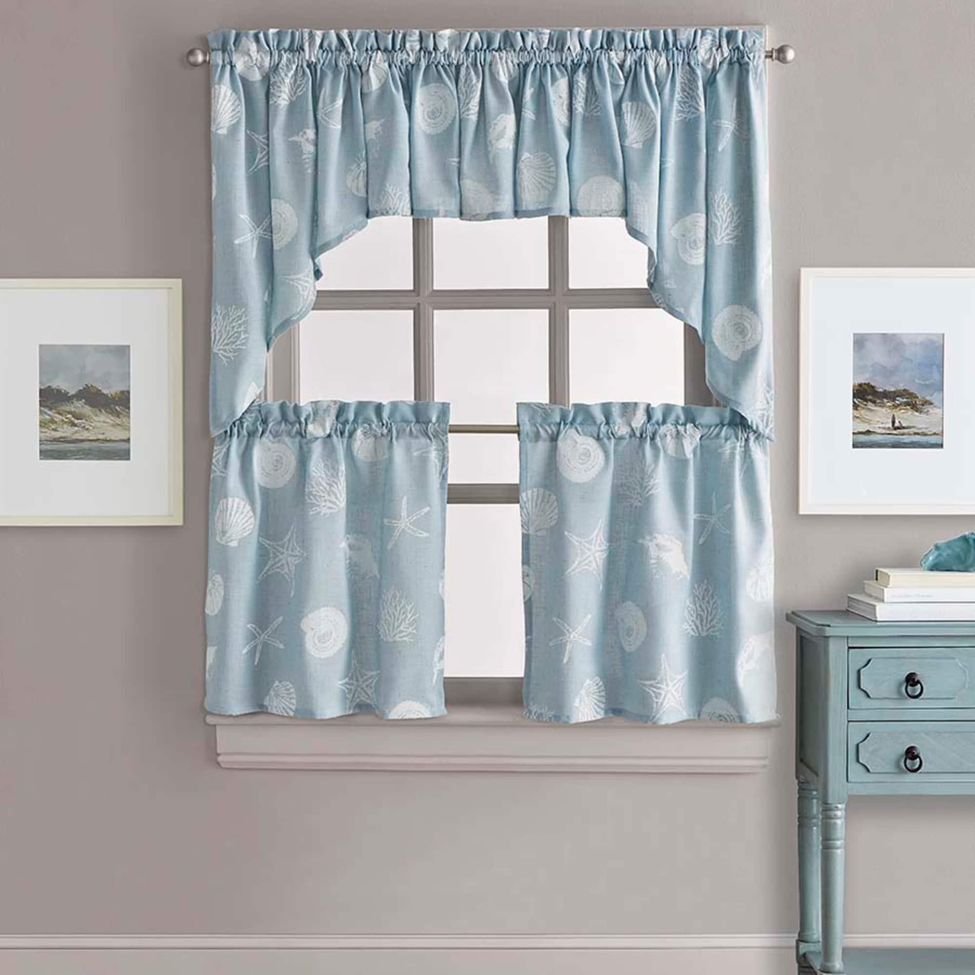 CHF Seashells Swag Curtain 54" x 30" Printed, Aqua, Adult