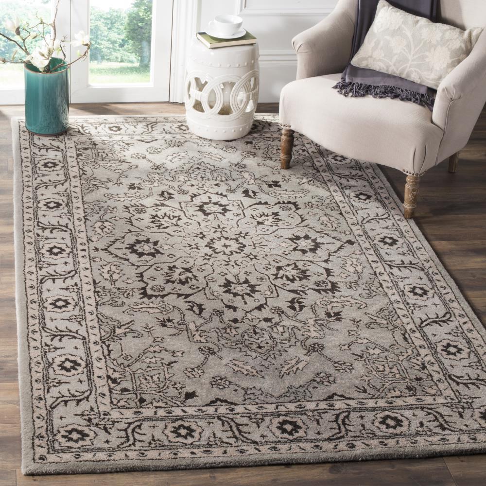 Antiquity AT58 Hand Tufted Area Rug - Grey/Beige - 6'x6' - Safavieh.