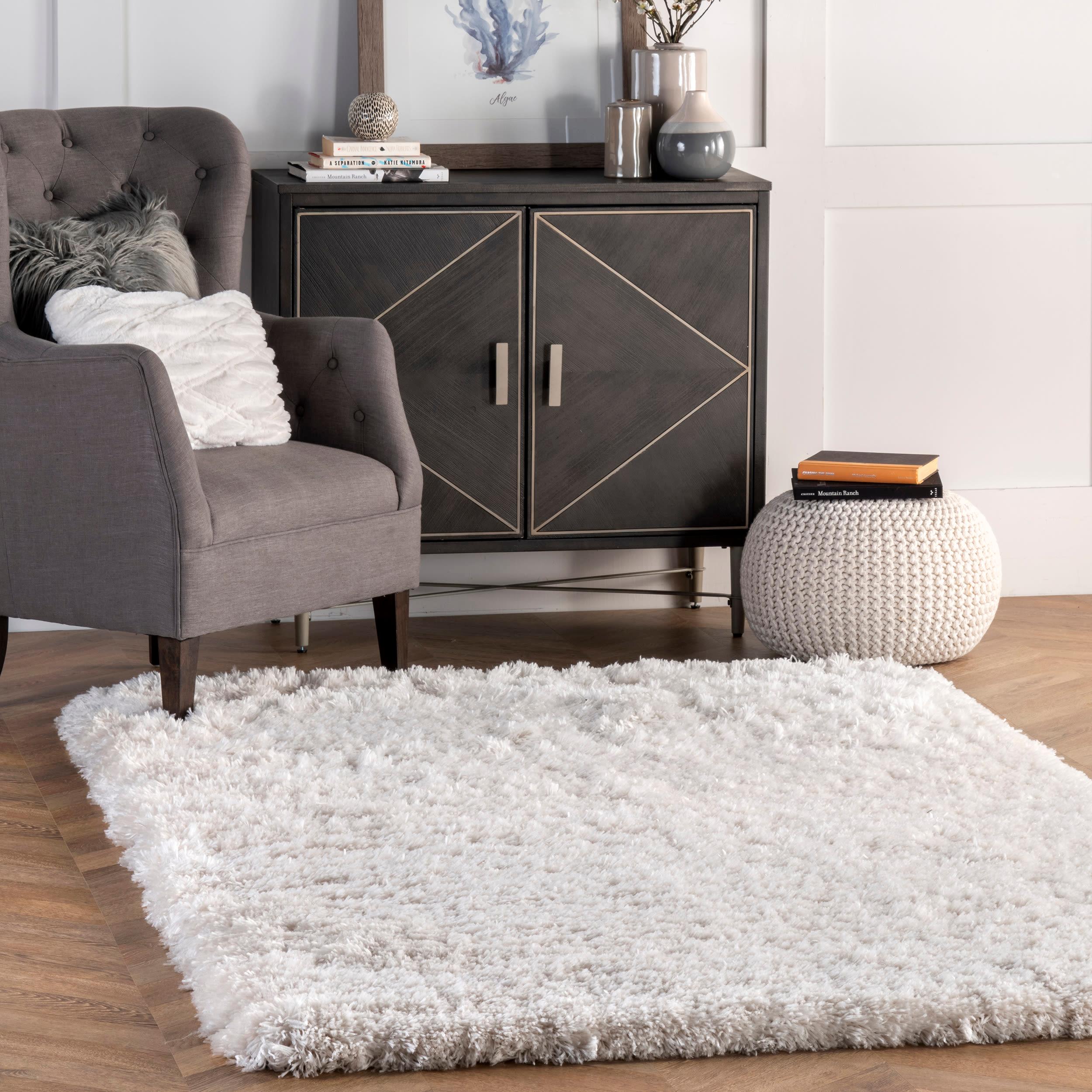 4'x6' Hand Tufted Kristan Shag Area Rug Ivory - nuLOOM: Contemporary High Pile, Skid-Resistant, Indoor Use