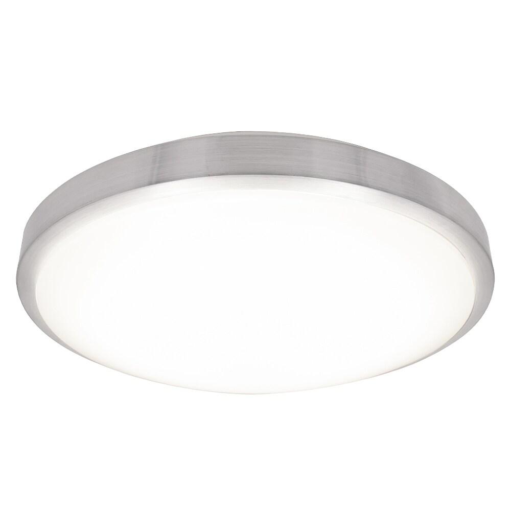 Maxxima 14 in. LED Round Flush Mount Ceiling Light Fixture, Brushed Aluminum Trim, Dimmable, 3000K Warm White, 1600 Lumens