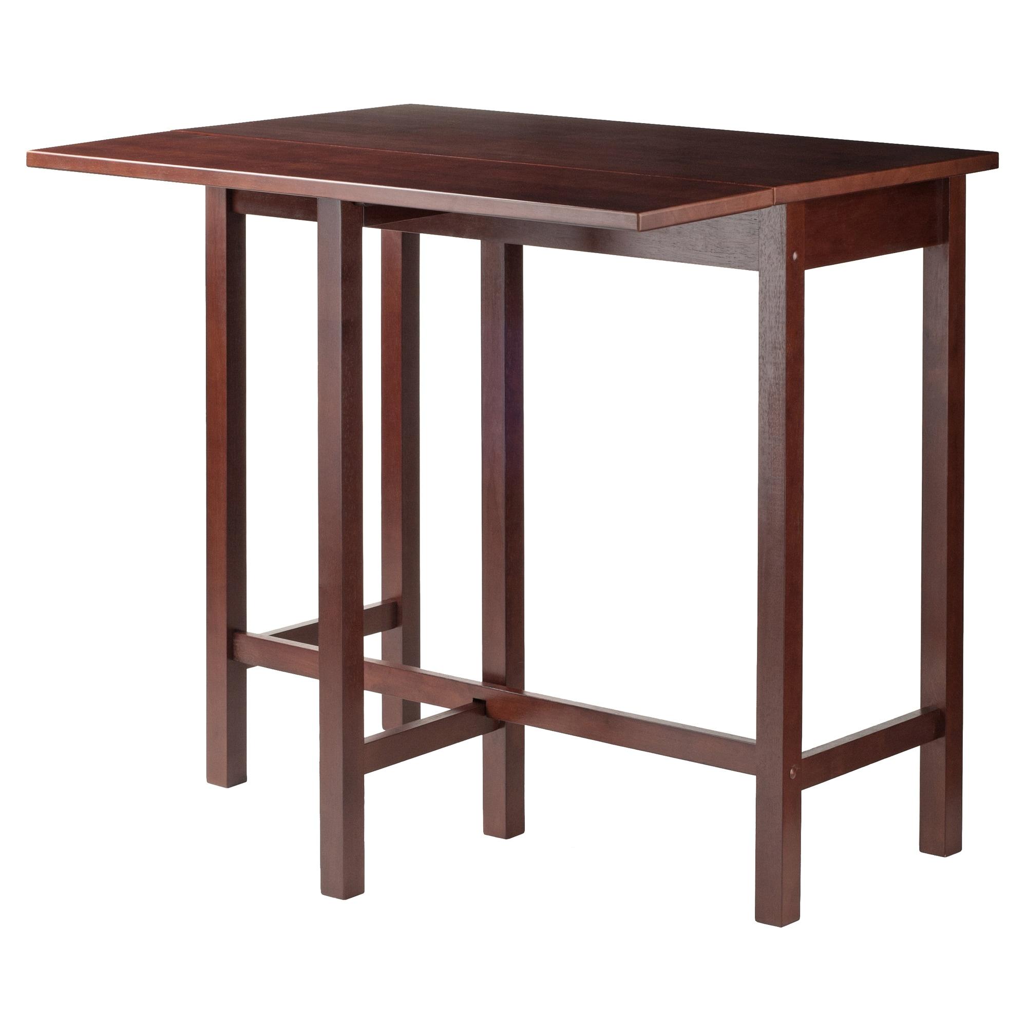 Lynnwood High Drop Leaf Dining Table Antique Walnut - Winsome: Solid Wood, Bar-Height, Rectangular