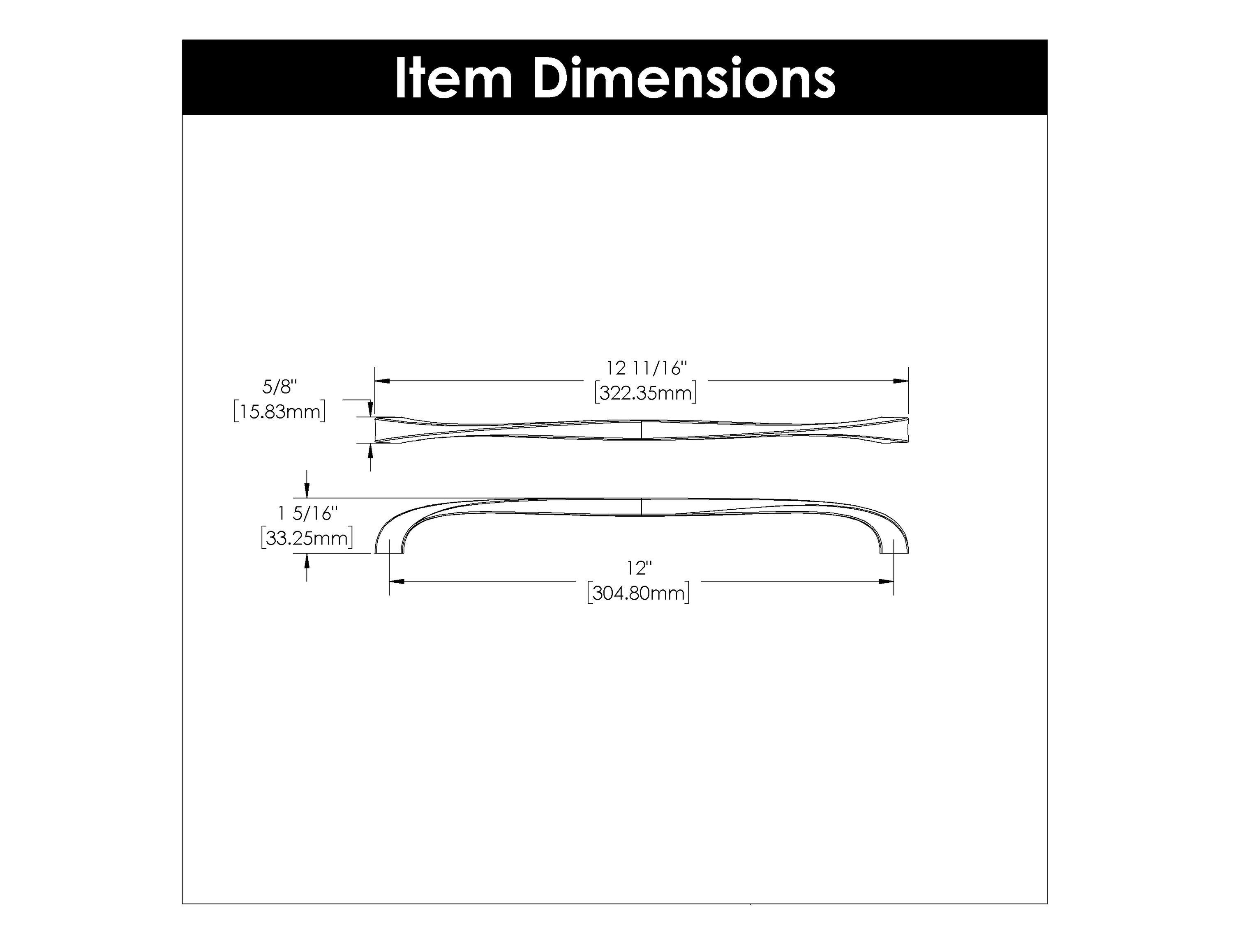 Hickory Hardware 1 Pack Solid Core Kitchen Cabinet Pulls, Luxury Cabinet Handles, Hardware for Doors & Dresser Drawers, 12 Inch Hole Center, Black Iron, Twist Collection