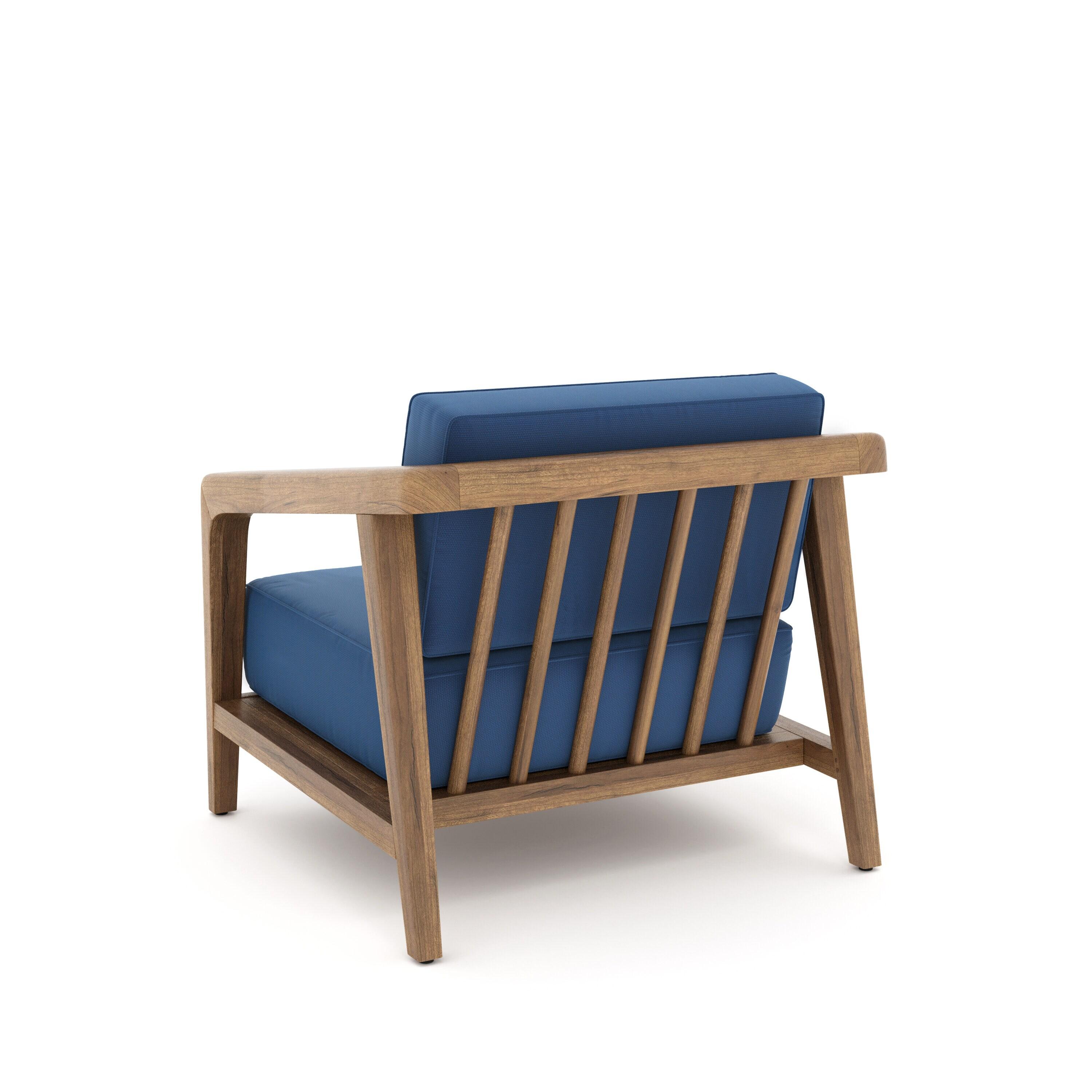 New Classic Furniture Bali Solid Wood Patio Club Chair in Dark Blue (Set of 2)