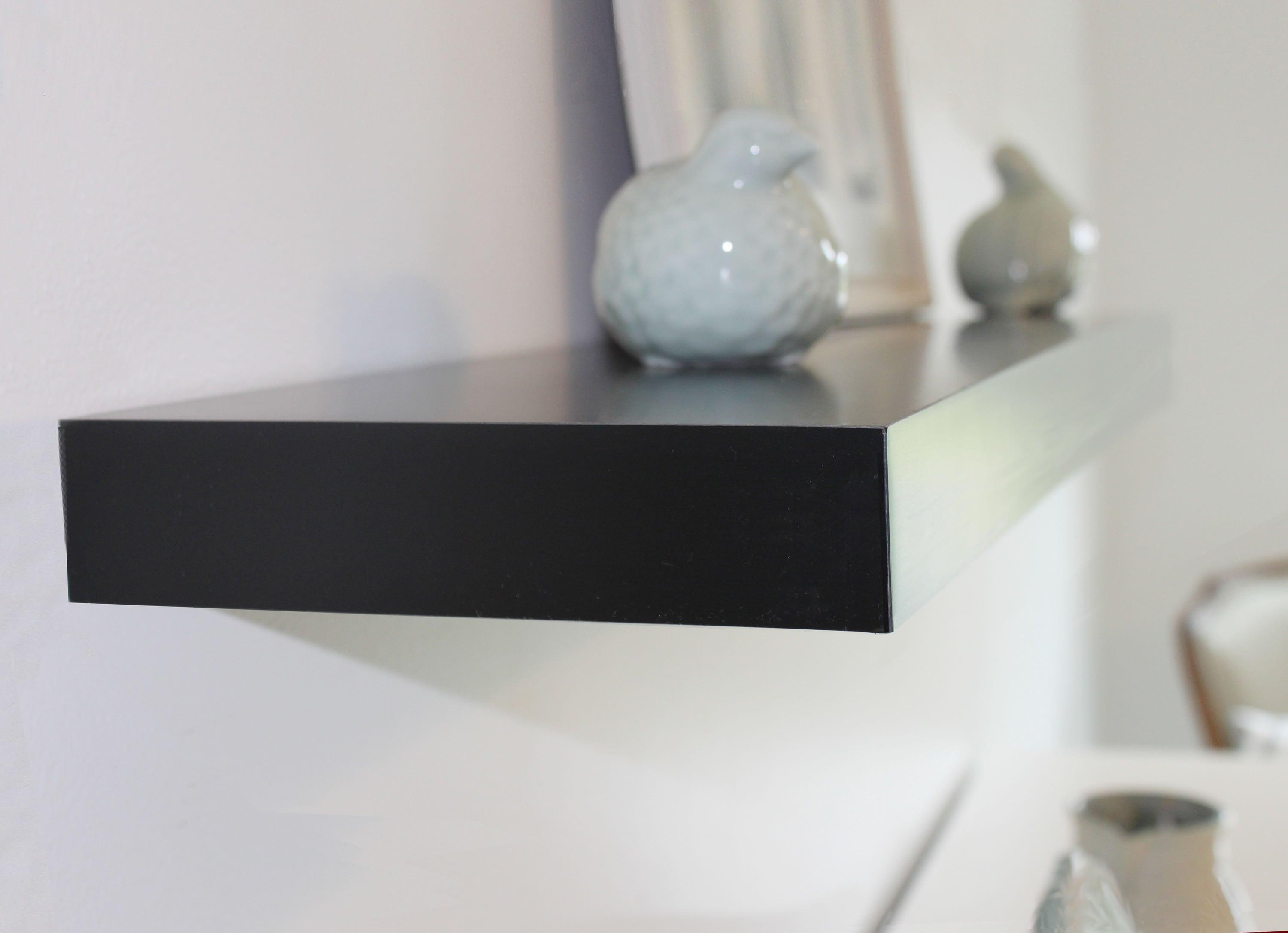 InPlace 24" Floating Shelf Wall Mounted Hidden Brackets Espresso : Modern Decor, Wood Composite, Includes Mounting Hardware