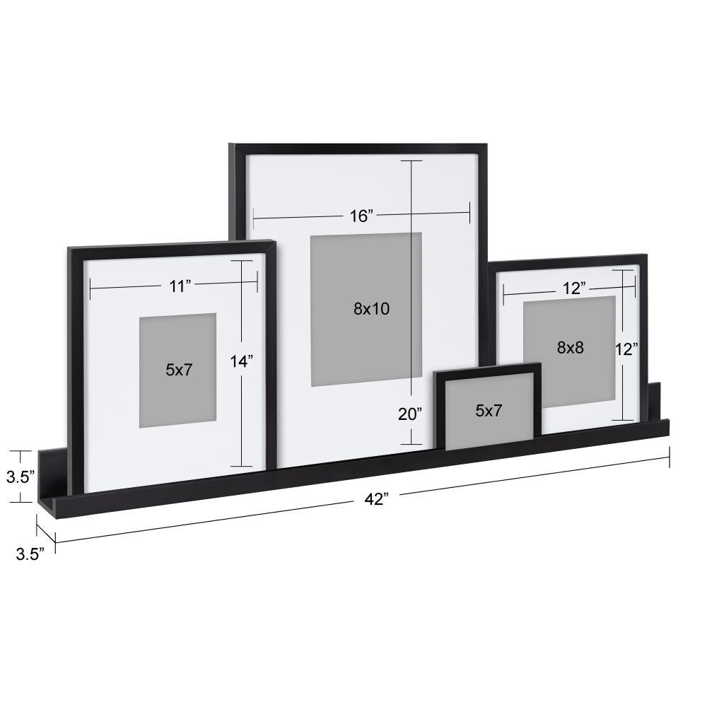 5pc Gallery Frame/Shelf Box Set Black - Kate & Laurel All Things Decor: Wall Ledge, Wood, Modern Decor Style