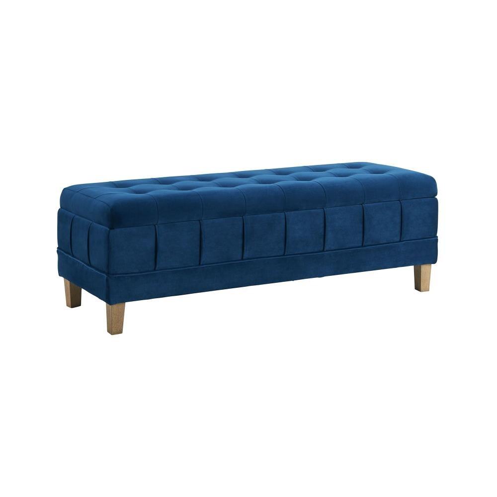 Jude Tufted Storage Ottoman Cobalt - Picket House Furnishings: Upholstered Bench with Lid, Modern Style