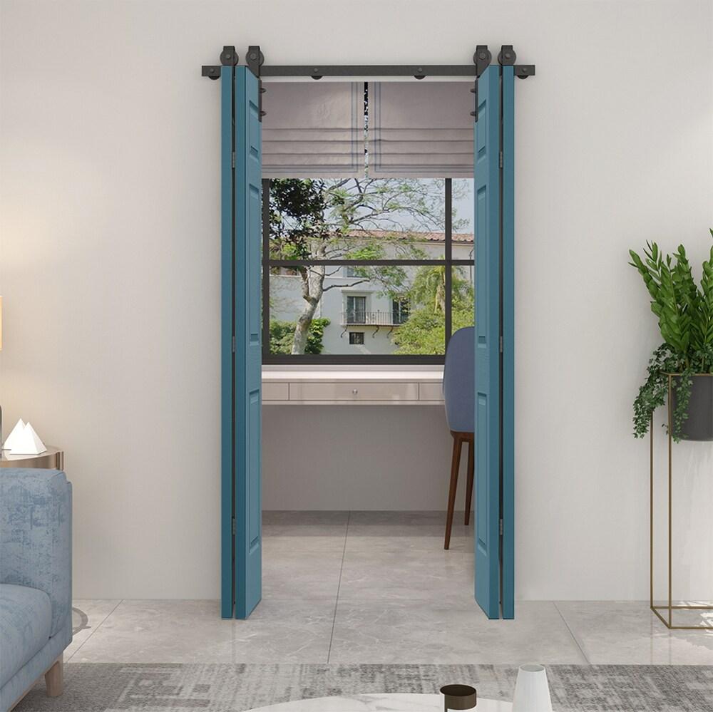 Calhome Paneled MDF Composite Double Bifold Barn Doors with Installation Hardware Kit